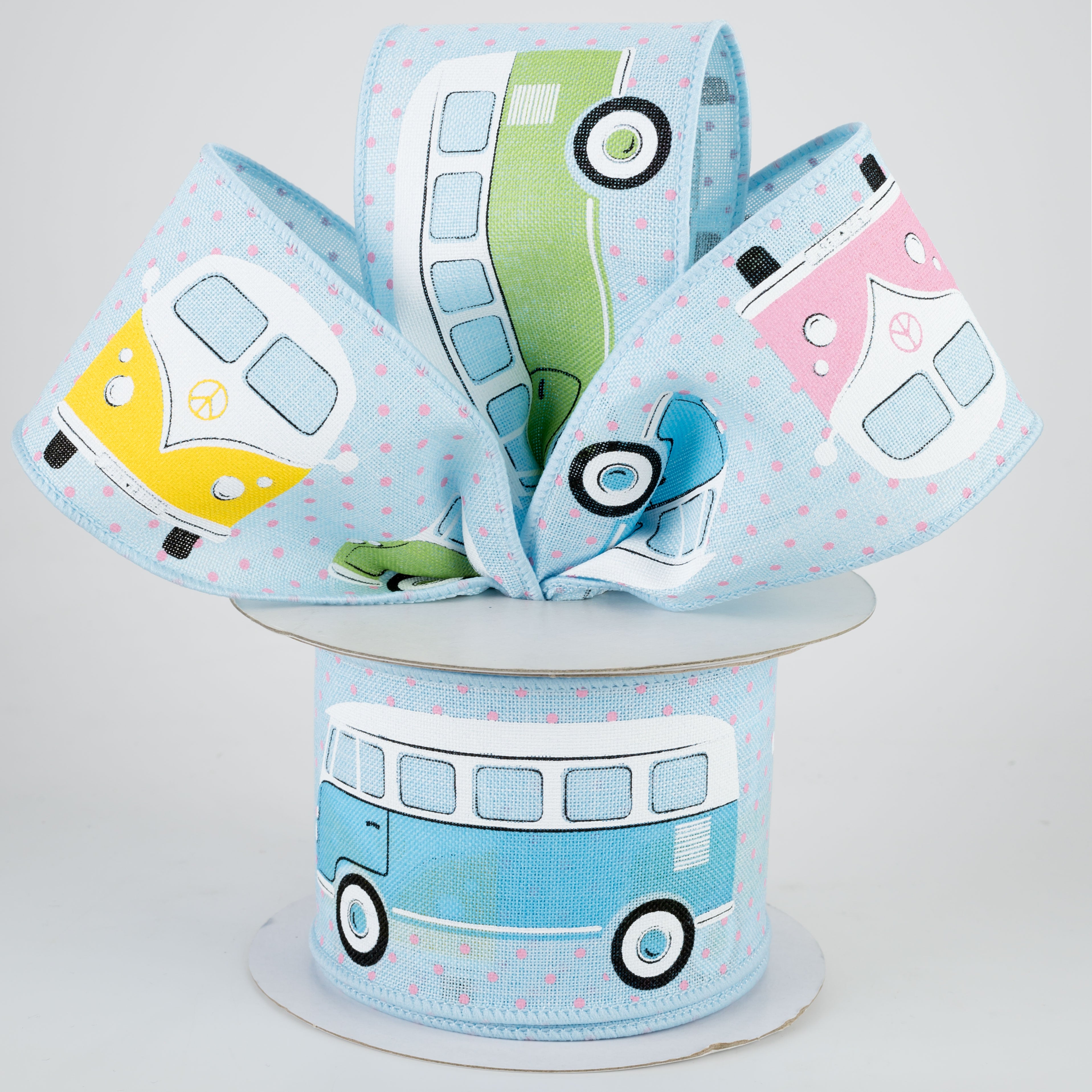 2.5" Vintage Bus Ribbon: Pale Blue (10 Yards) Lifestyle Photo