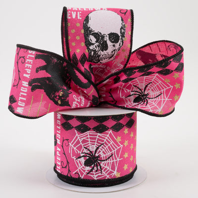 2.5" Vintage Halloween Ribbon: Fuchsia, Black, Gold (10 Yards) Lifestyle Photo