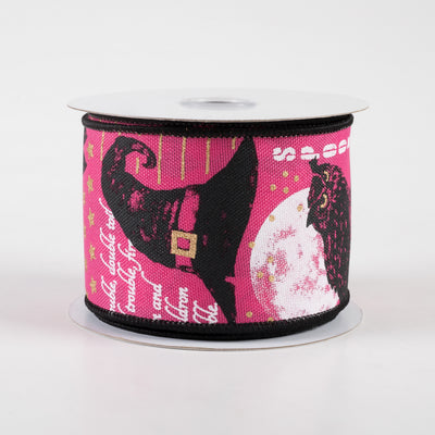 2.5" Vintage Halloween Ribbon: Fuchsia, Black, Gold (10 Yards)