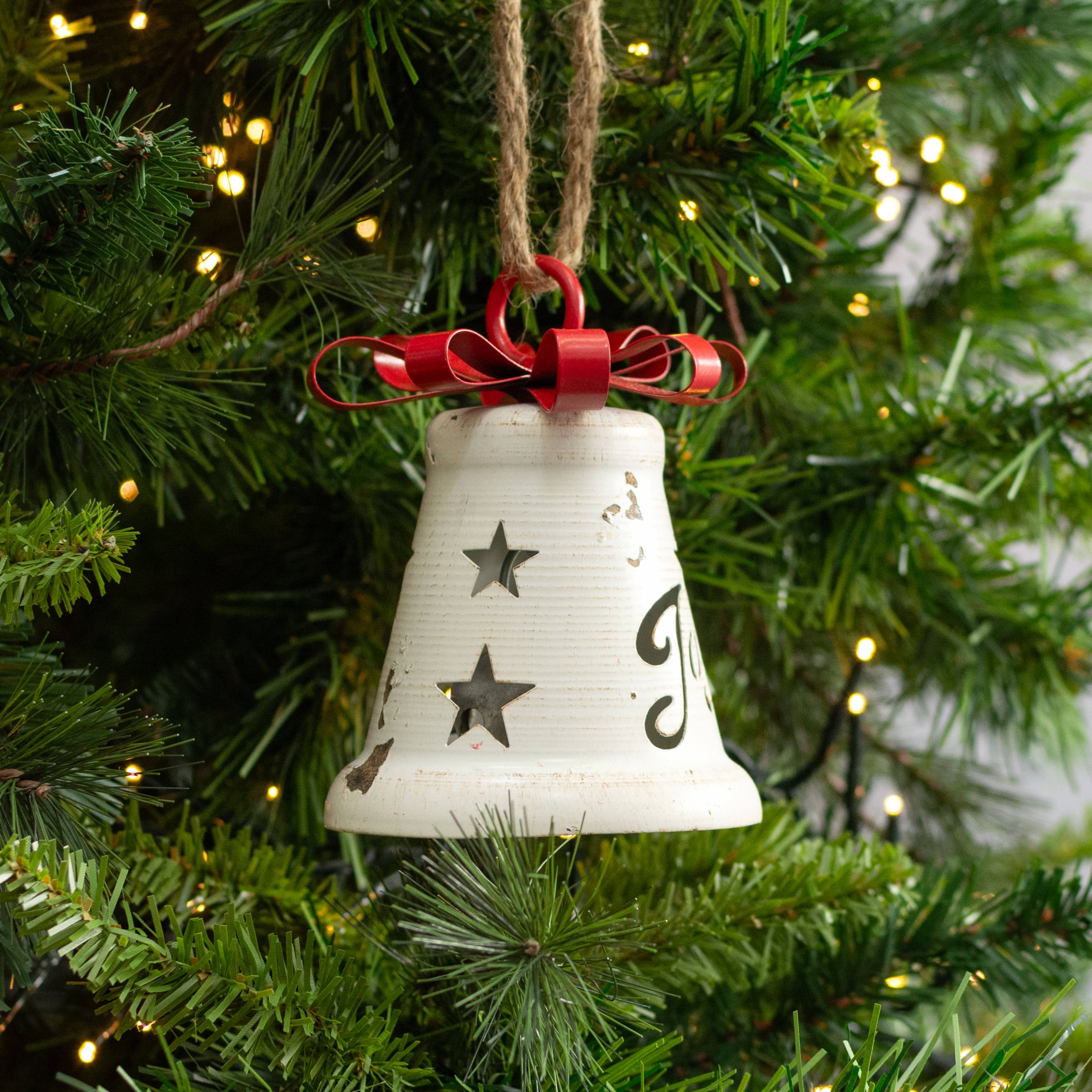 5" Vintage Joy Liberty Bell Ornament: White Lifestyle Photo