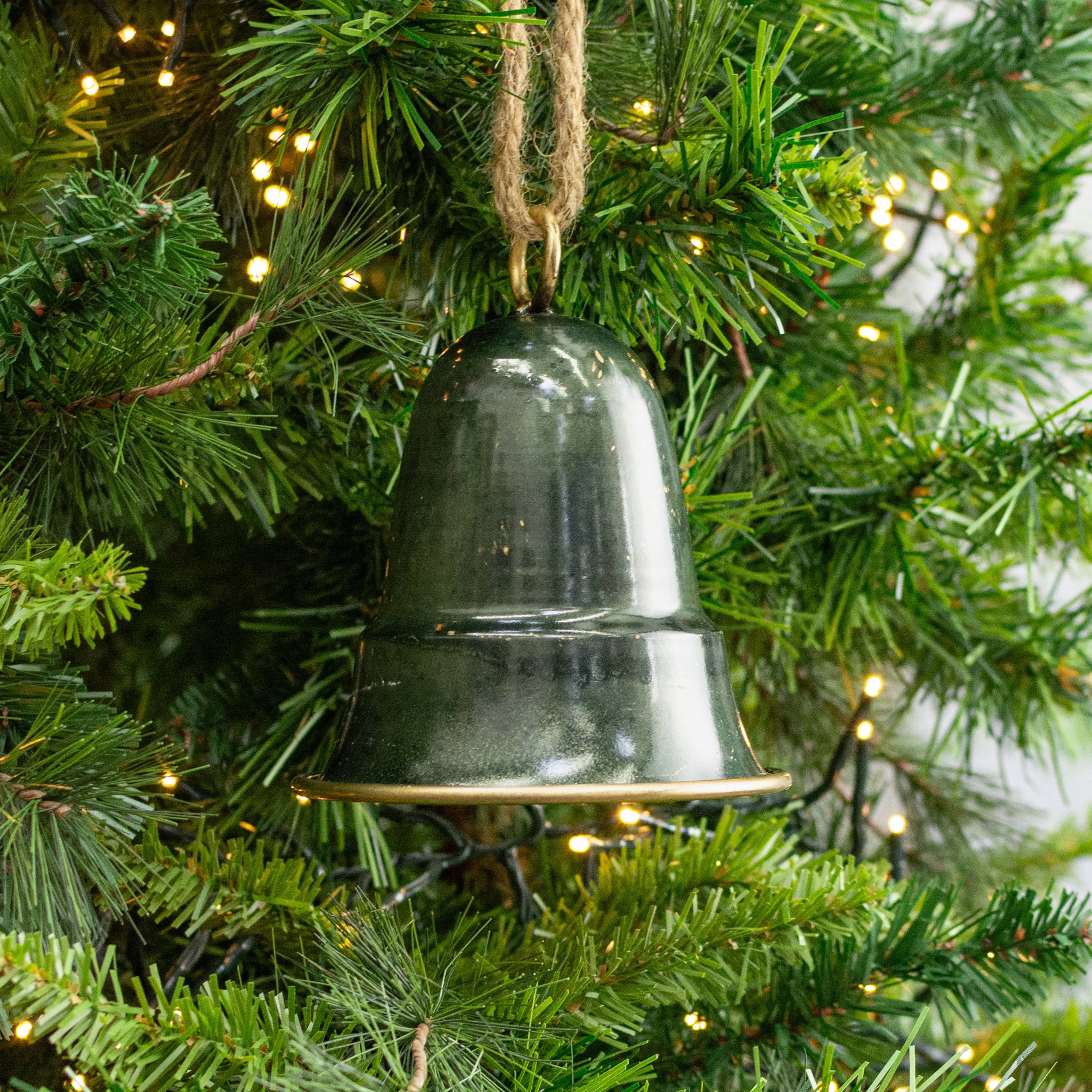5" Vintage Liberty Bell Ornament: Aged Bronze Lifestyle Photo