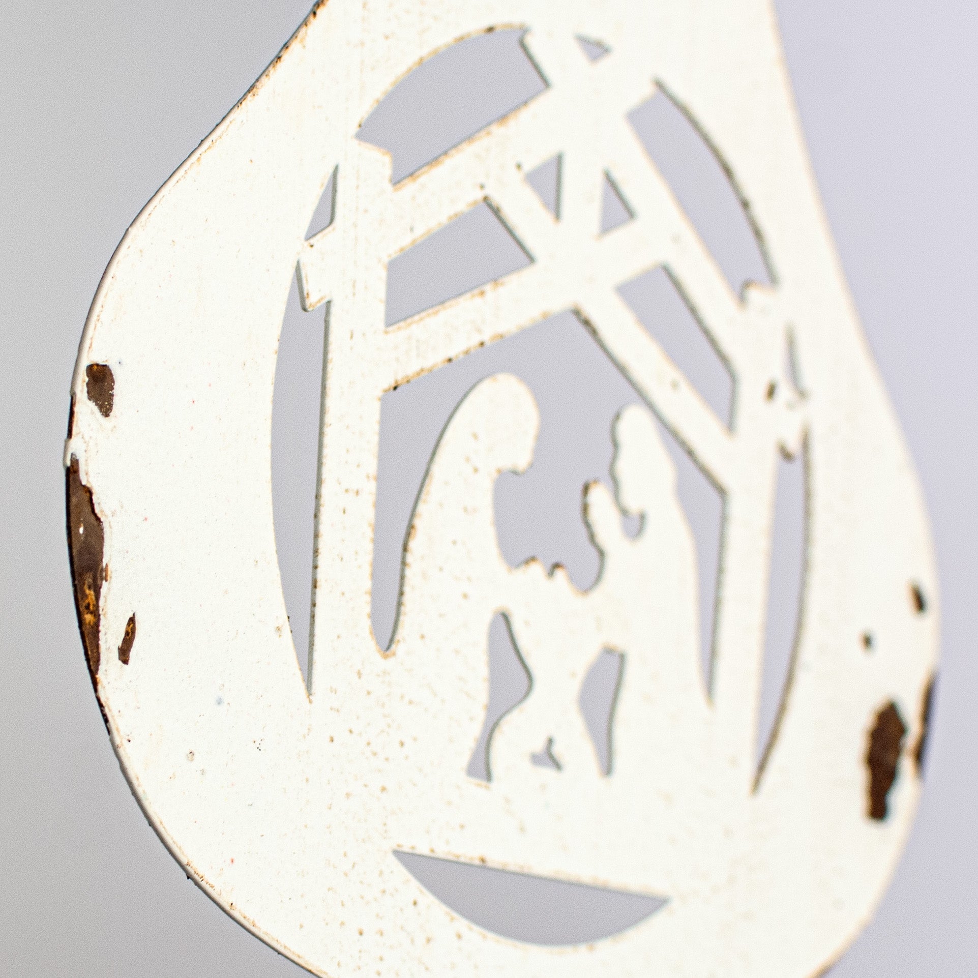 15" Vintage Metal Lantern Ornament: White detail photo 3