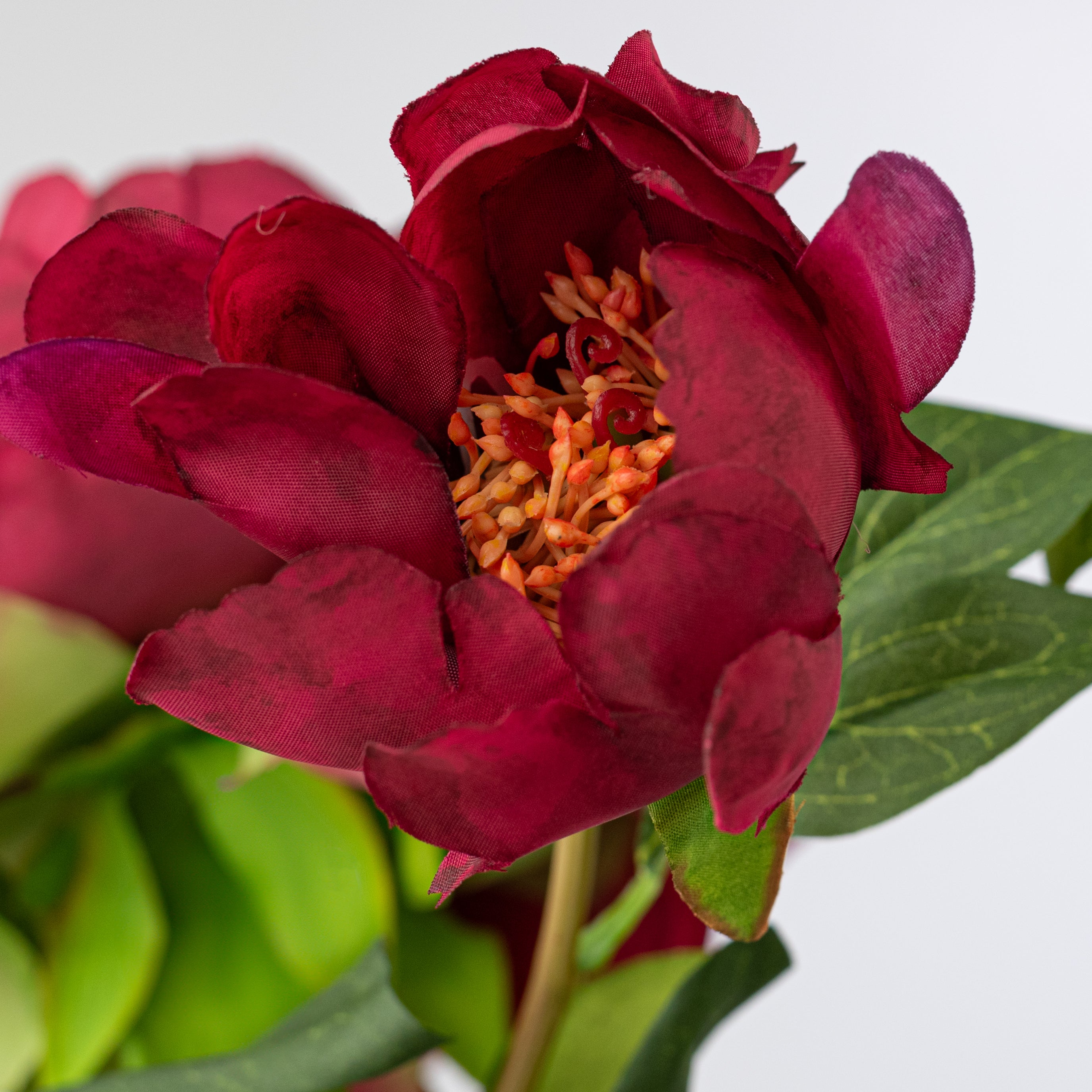 22" Vintage Peony Spray: Dark Fuchsia Pink detail photo 4