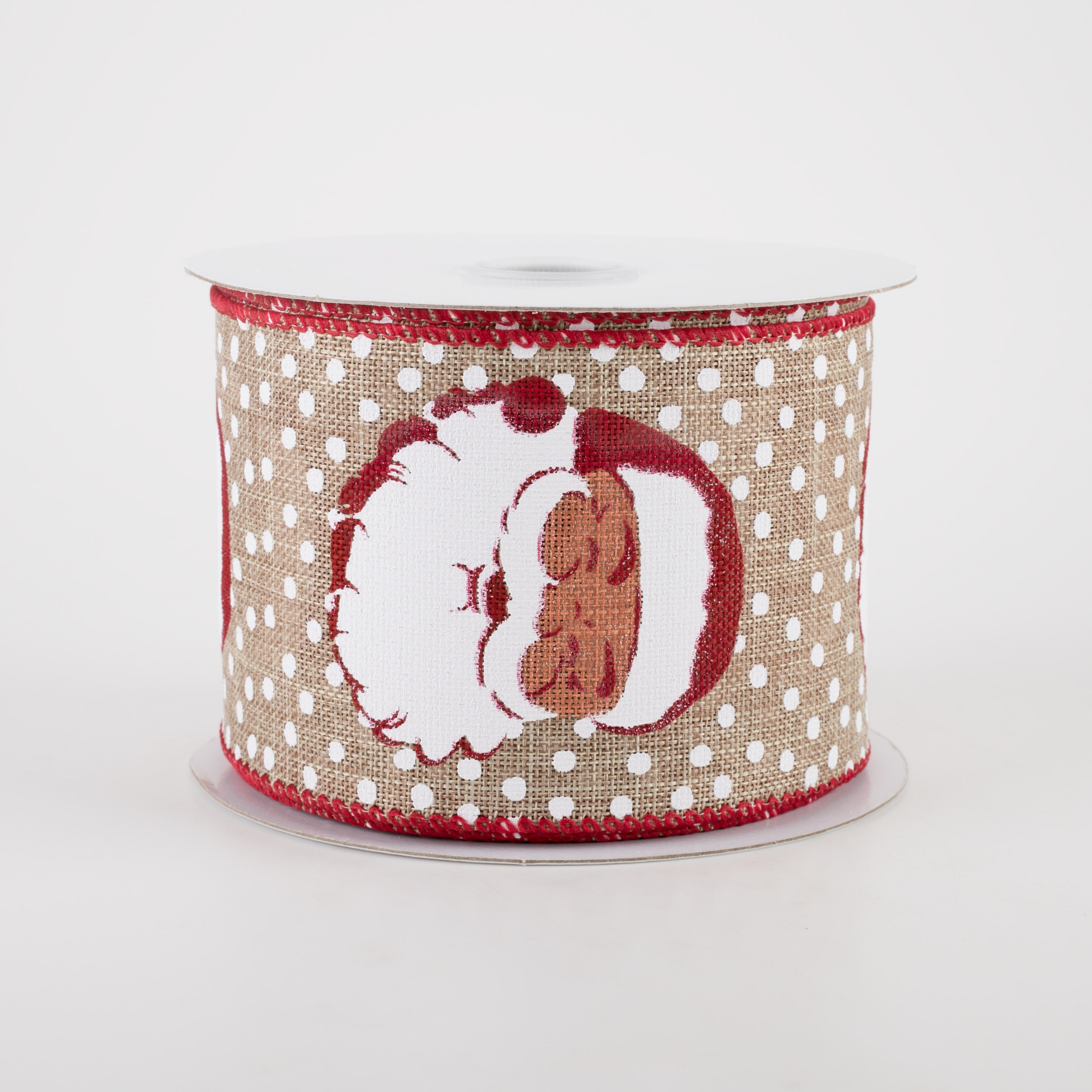 2.5" Vintage Santa Face Polka Dot Ribbon (10 Yards)