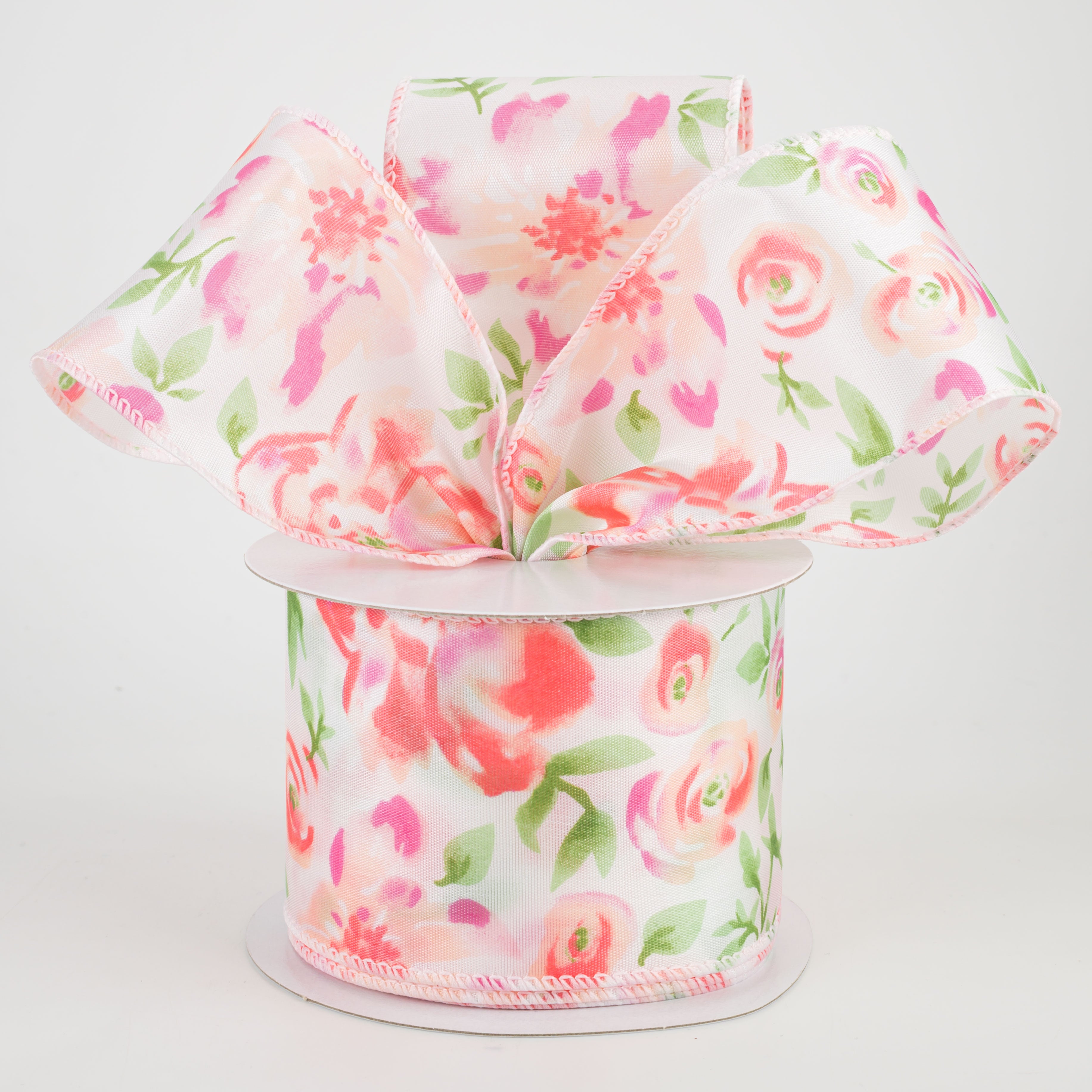 2.5" Watercolor Roses Ribbon: Blush (10 Yards) Lifestyle Photo
