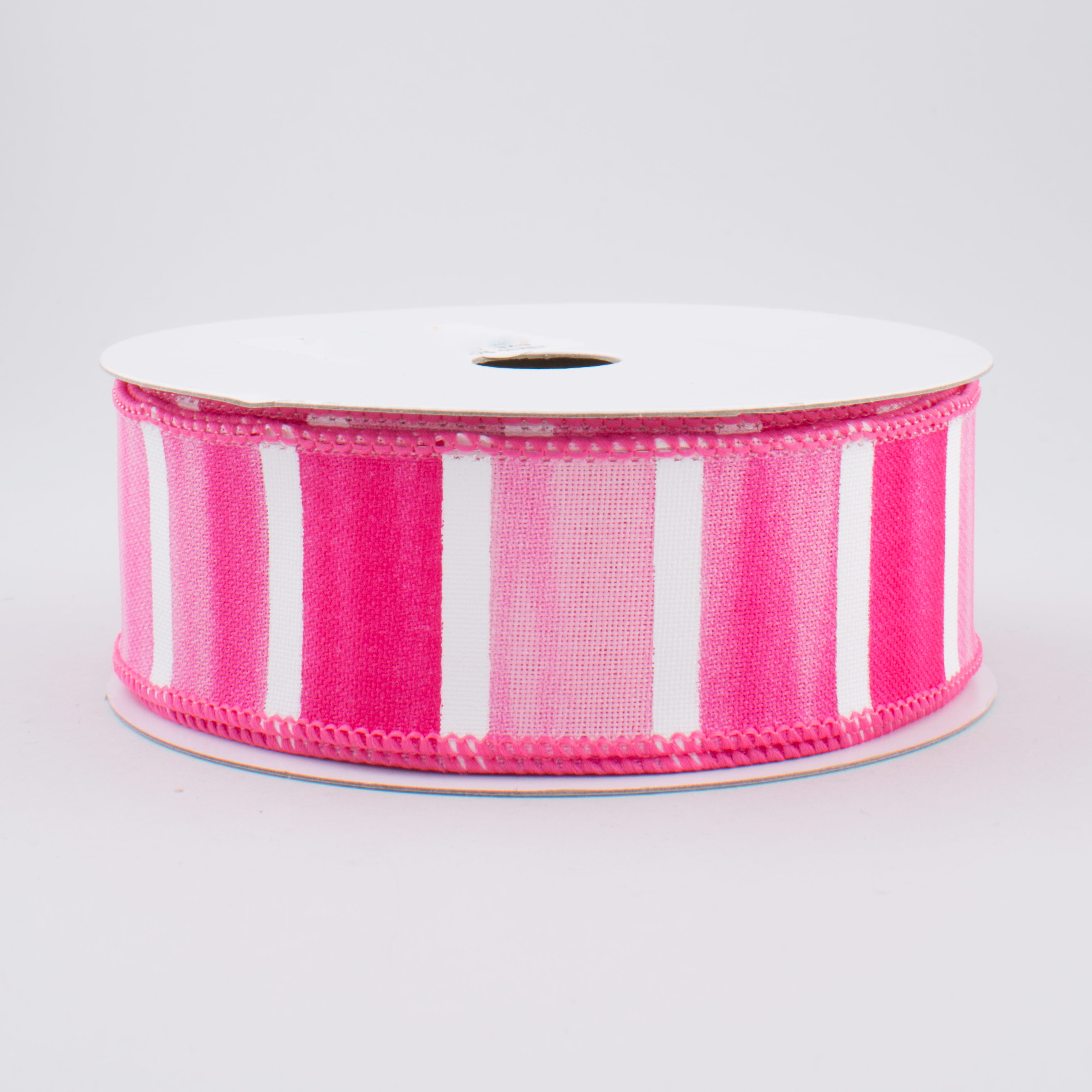 1.5" Watercolor Wide Stripe Ribbon: Pink & White (10 Yards)