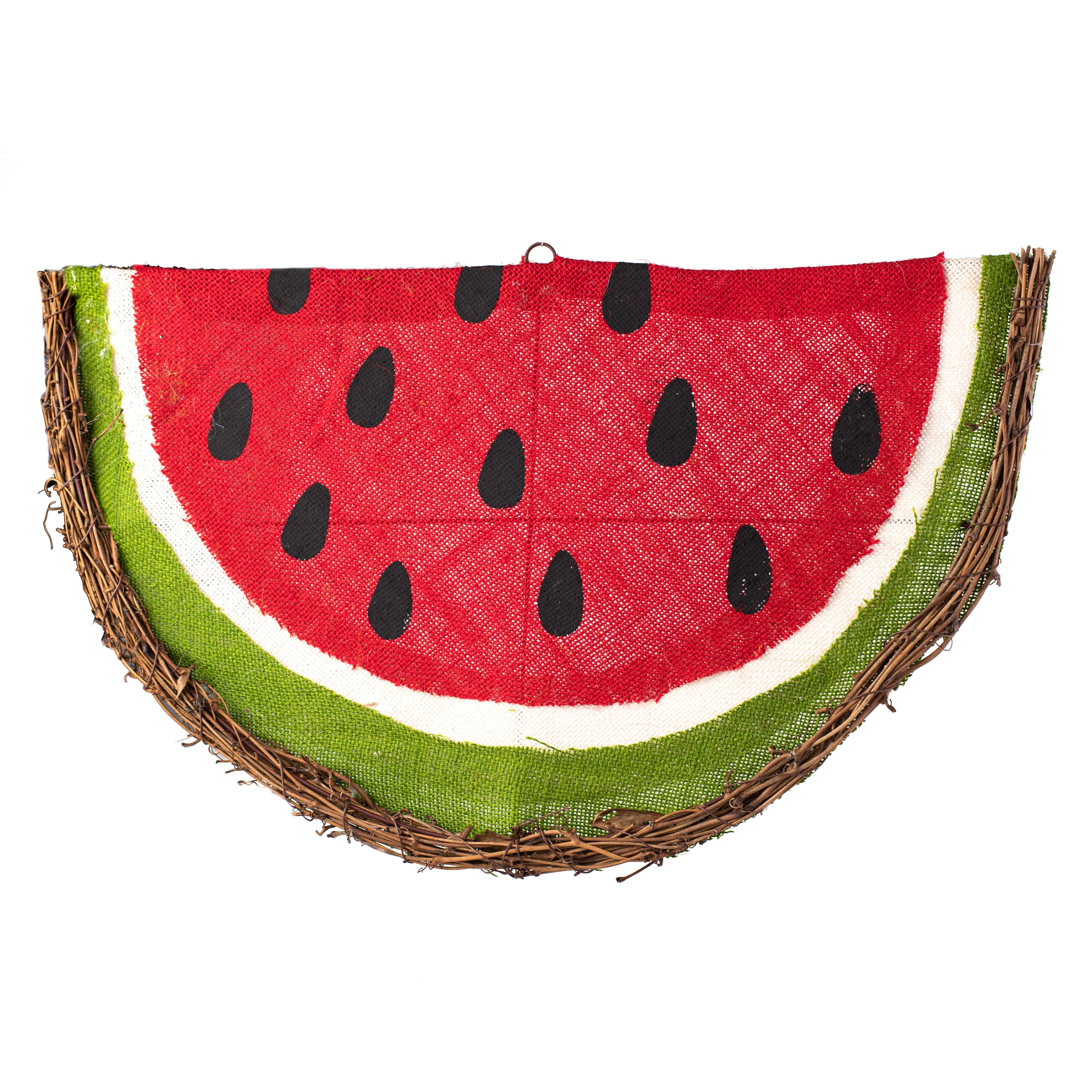 21" Watermelon Half Slice Grapevine Hanger Item Number: 62962RD