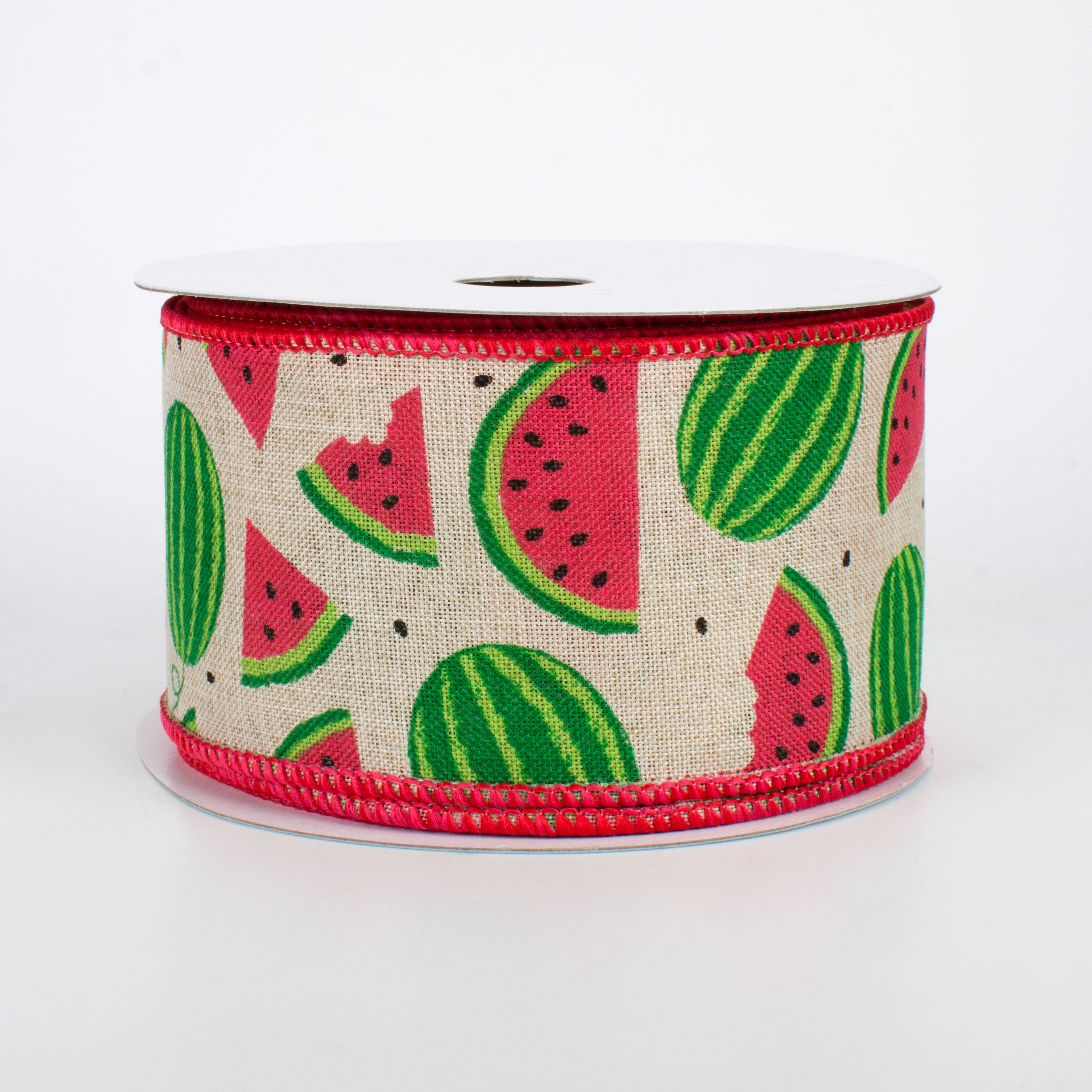 2.5" Watermelon Slices Ribbon: Natural (10 Yards)