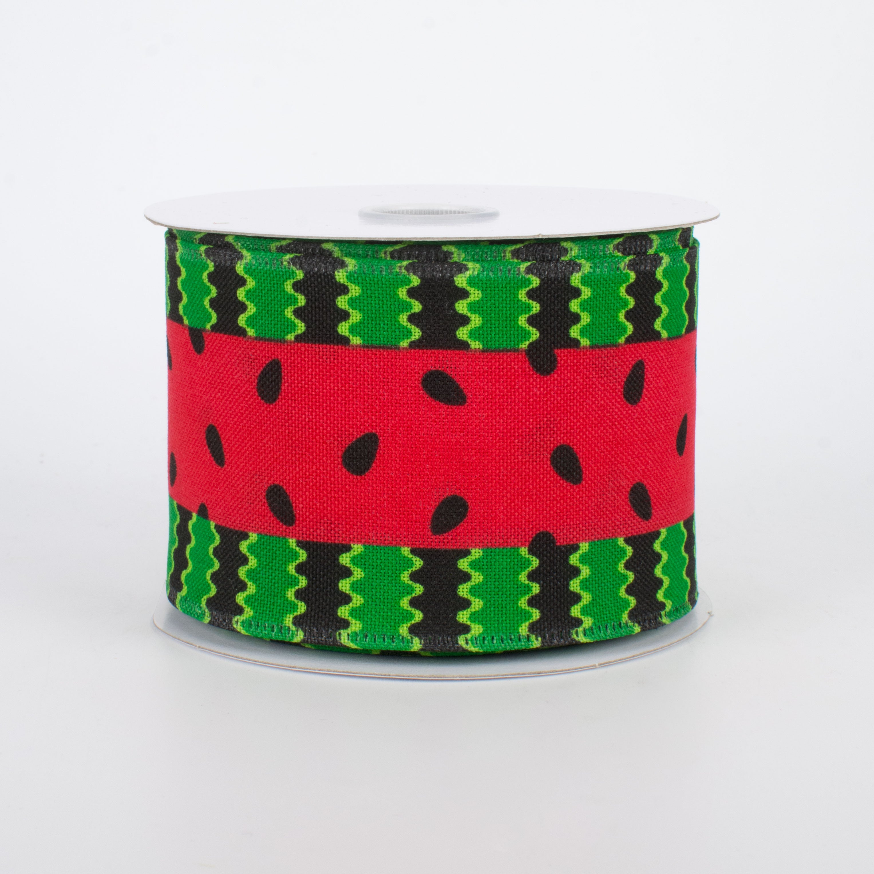 2.5" Watermelon Stripes Linen Ribbon (10 Yards)