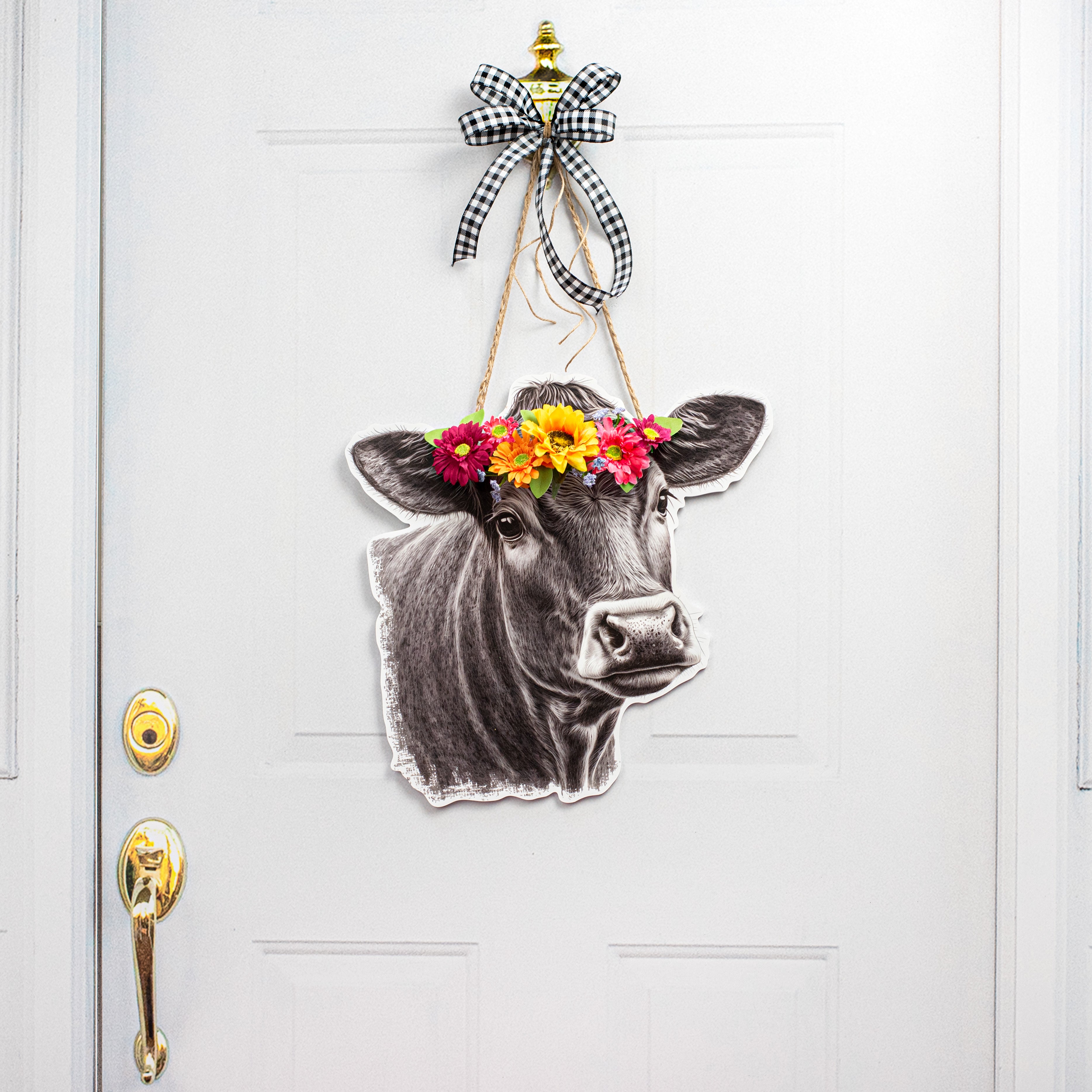 17" Waterproof Door Hanger: Cow Etching detail photo 4