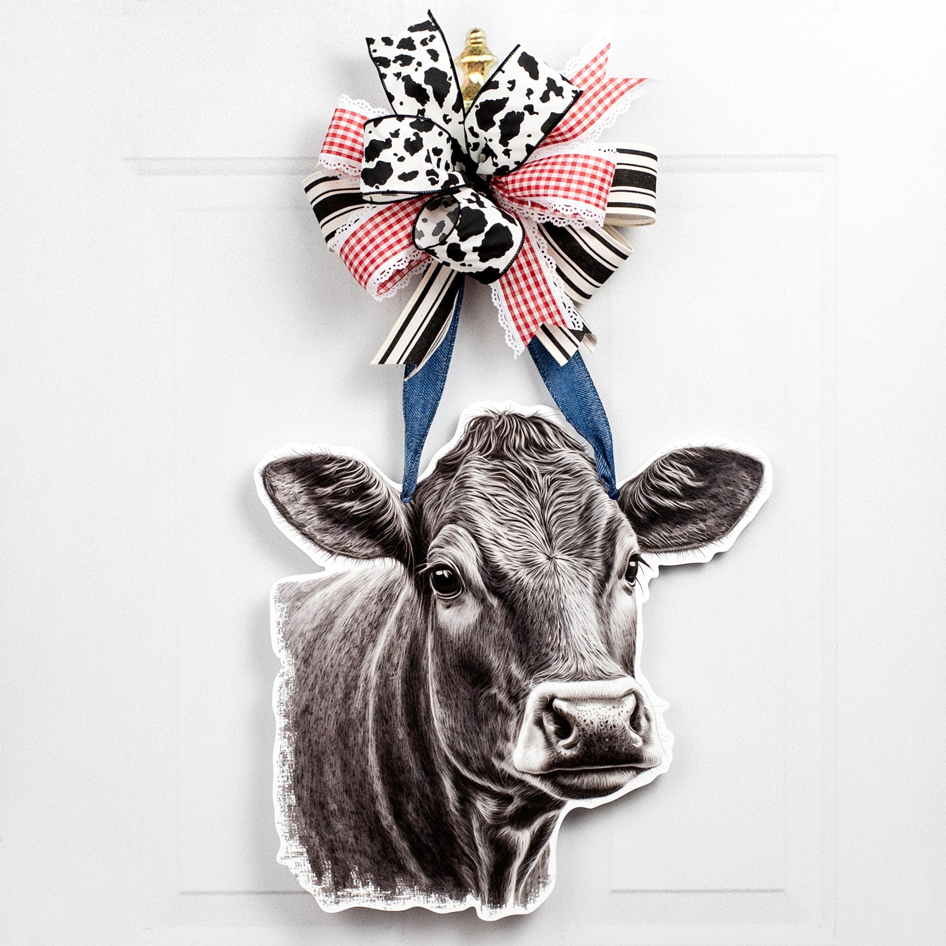 17" Waterproof Door Hanger: Cow Etching detail photo 5