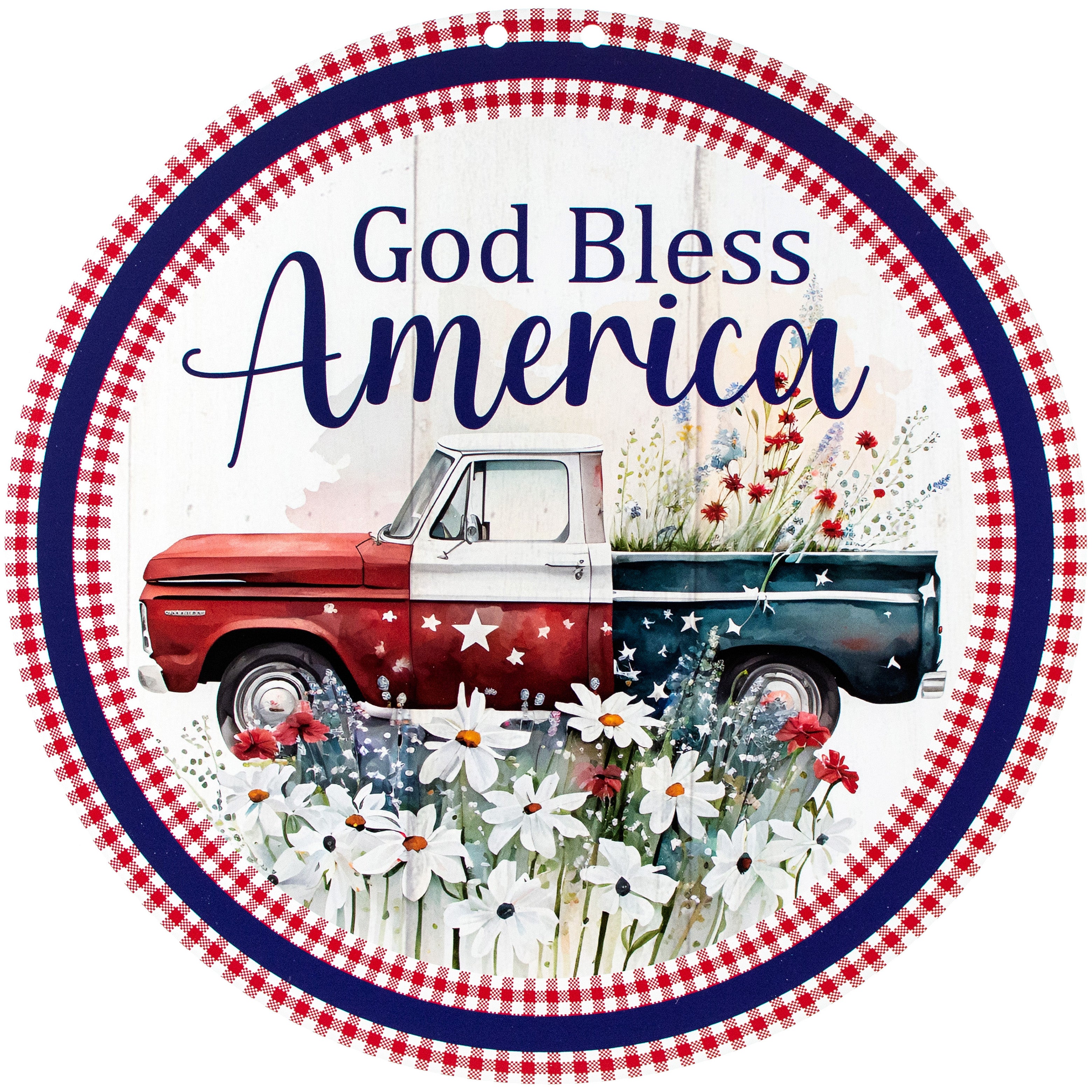 17" Waterproof Door Hanger: God Bless America Old Truck Item Number: DD1003WH