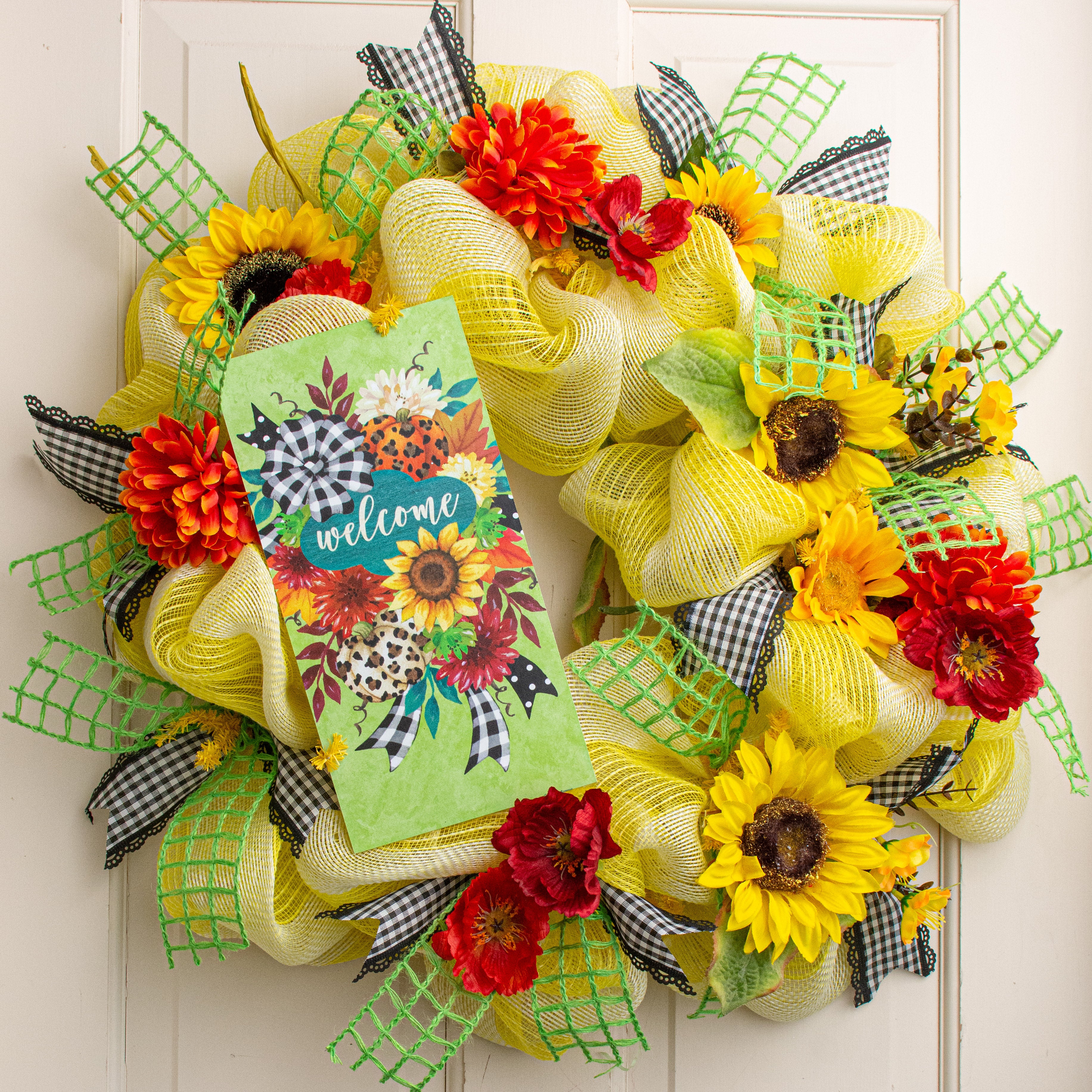 Waterproof Fall Sunflower Swag Panel (12" x 6") Lifestyle Photo