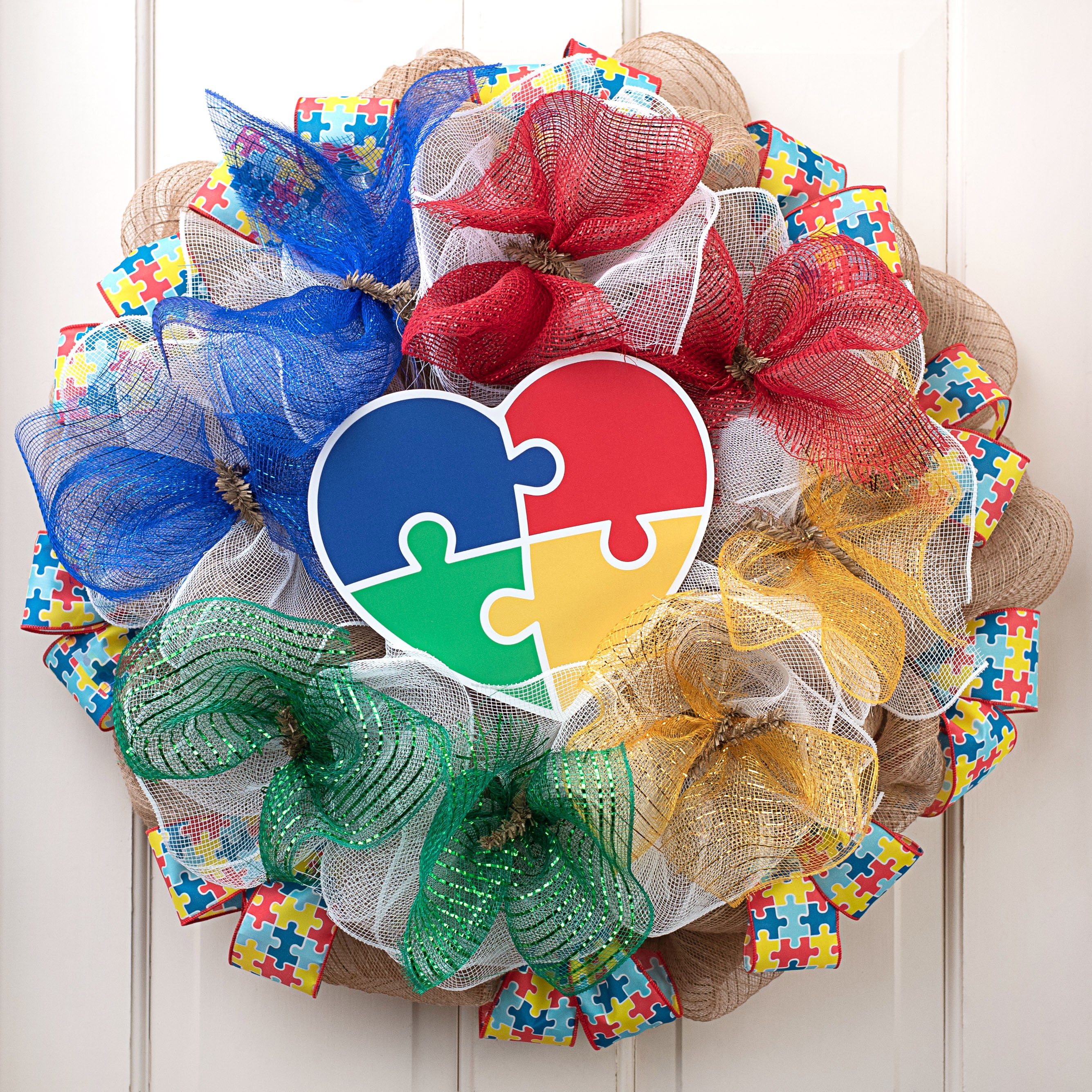 10" Waterproof Sign: Autism Puzzle Heart Lifestyle Photo