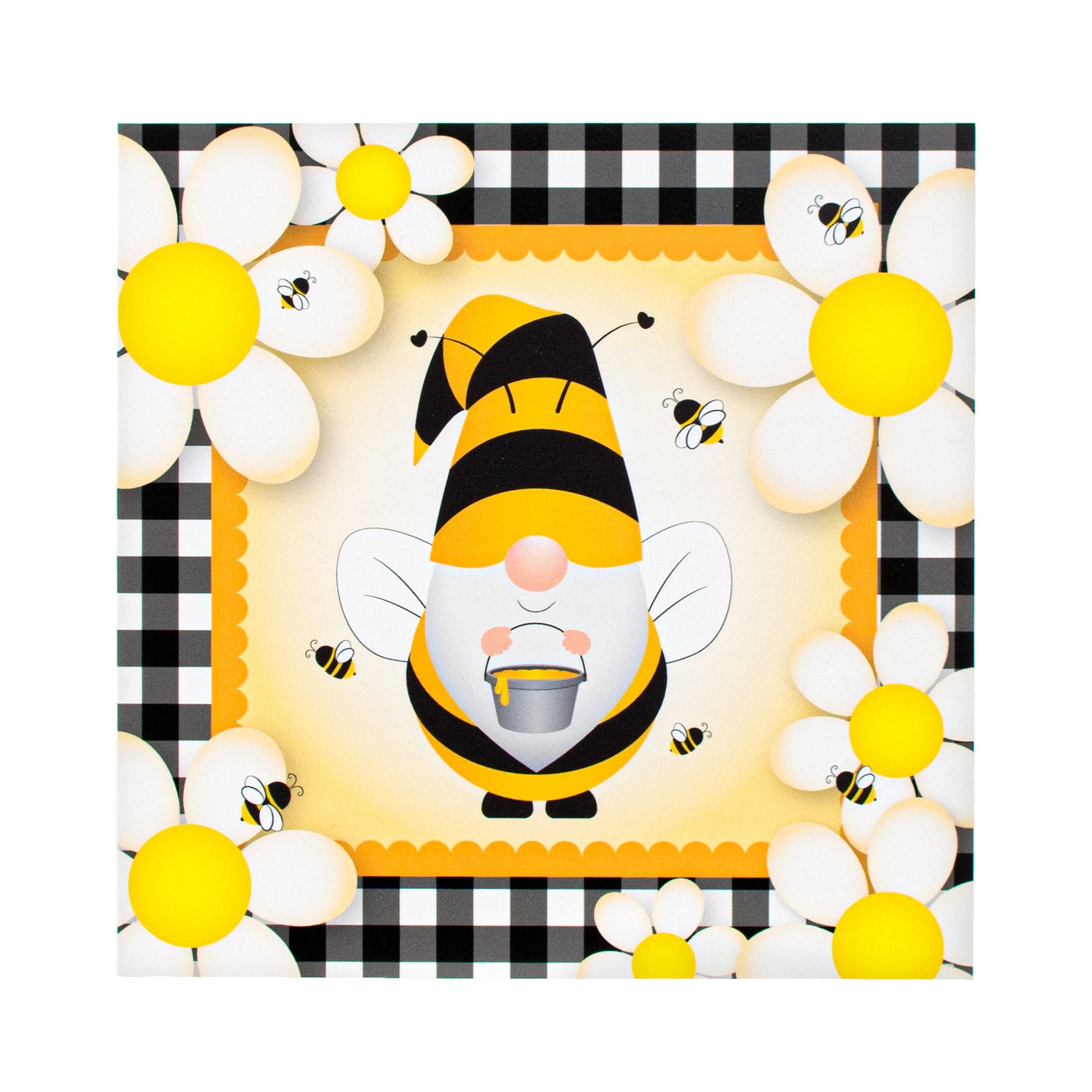 9" Waterproof Sign: Daisies and Bees Gnome Item Number: CD0927NH