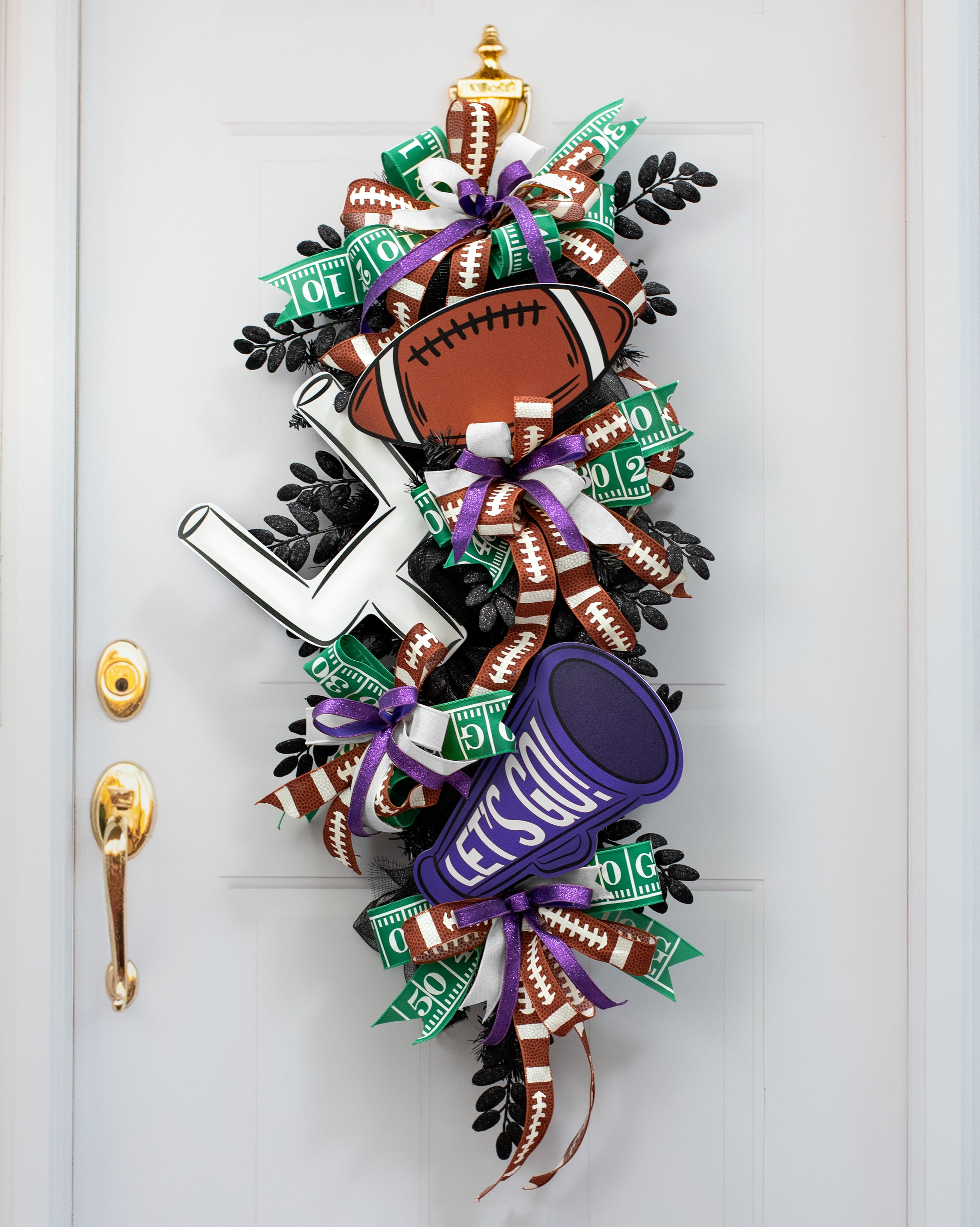 12" Waterproof Accent Sign: Doodle Cheer Megaphone Purple & White Lifestyle Photo