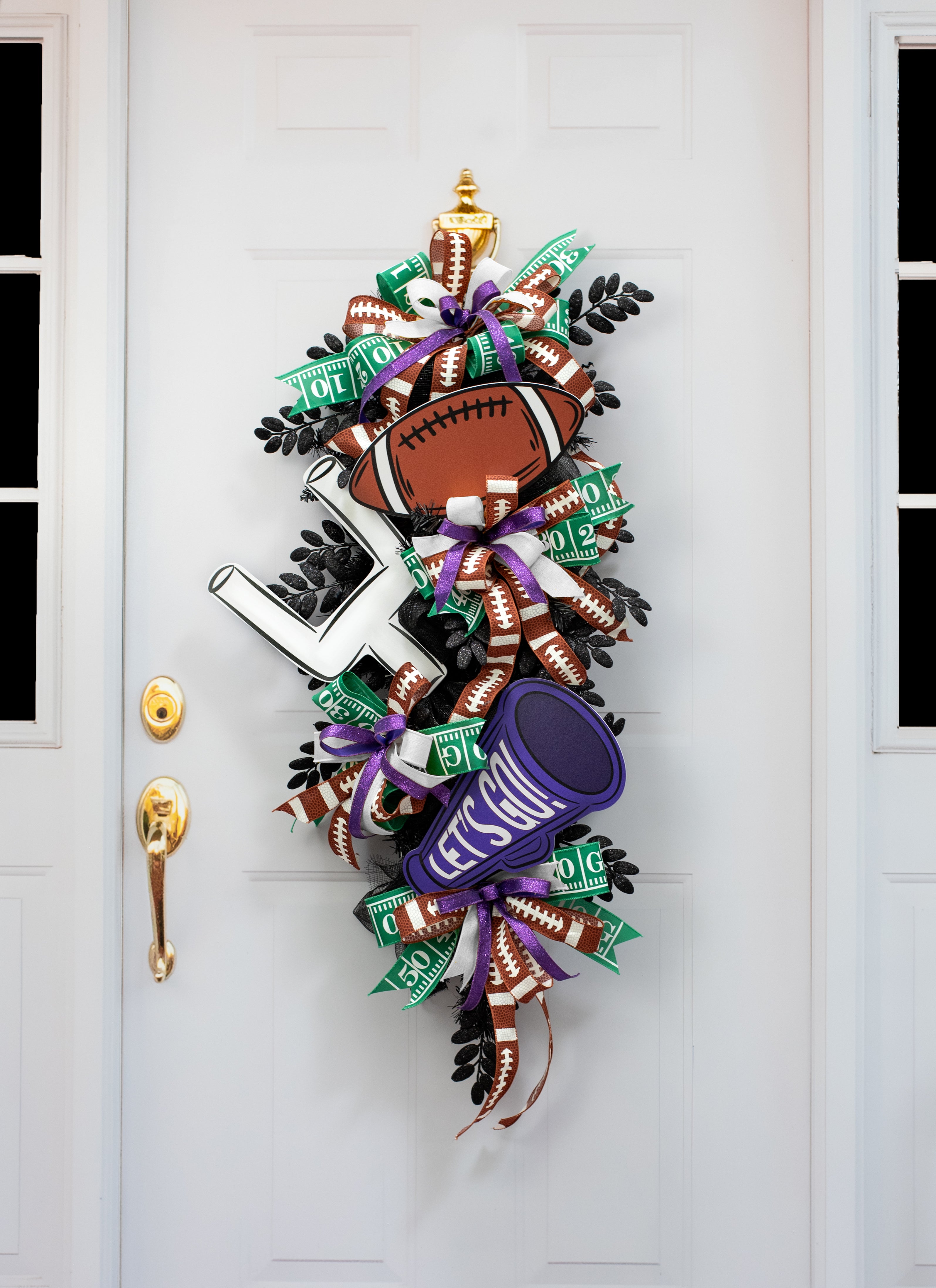 12" Waterproof Accent Sign: Doodle Cheer Megaphone Purple & White detail photo 4