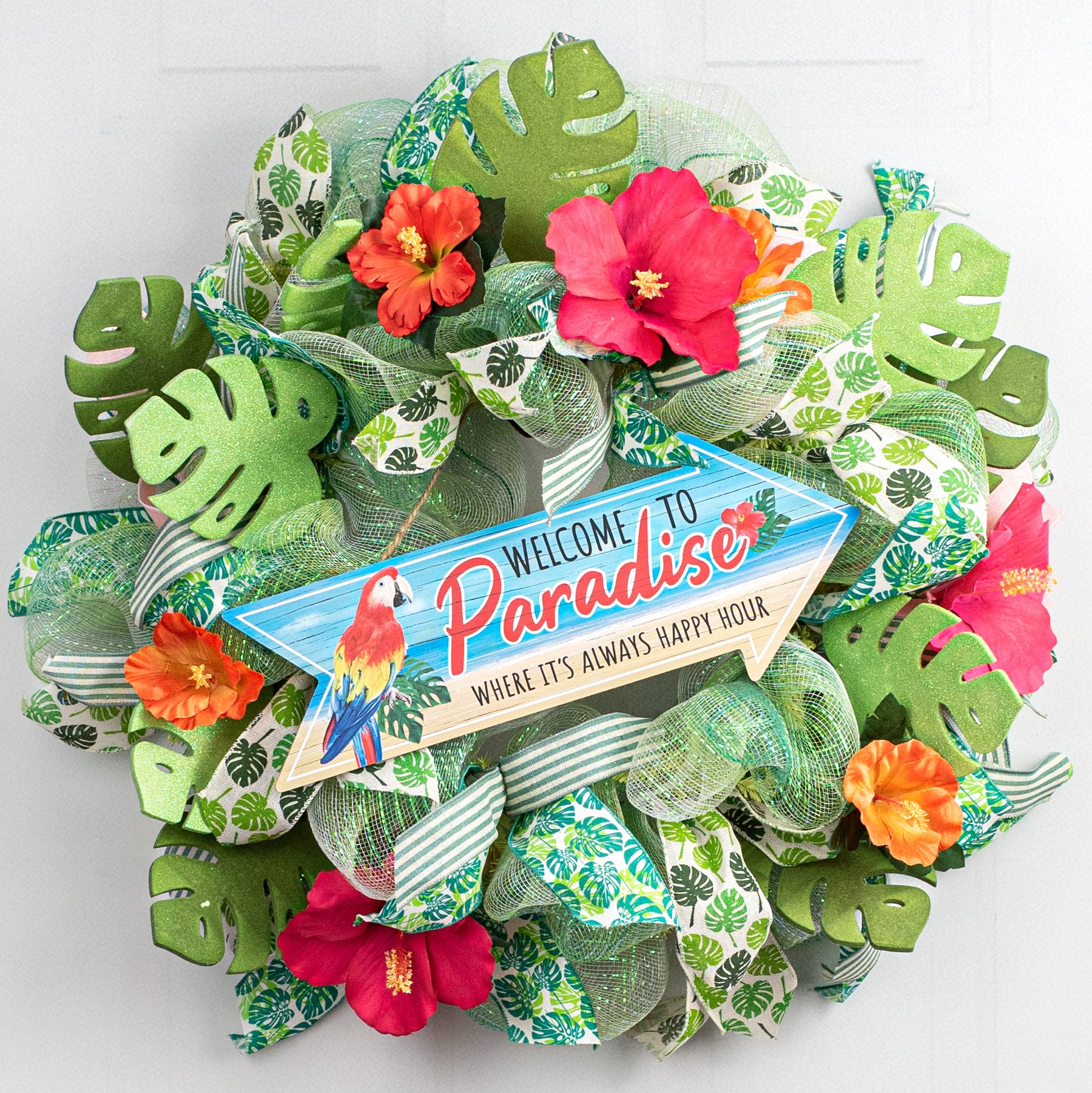 16" Welcome to Paradise Arrow Sign Lifestyle Photo