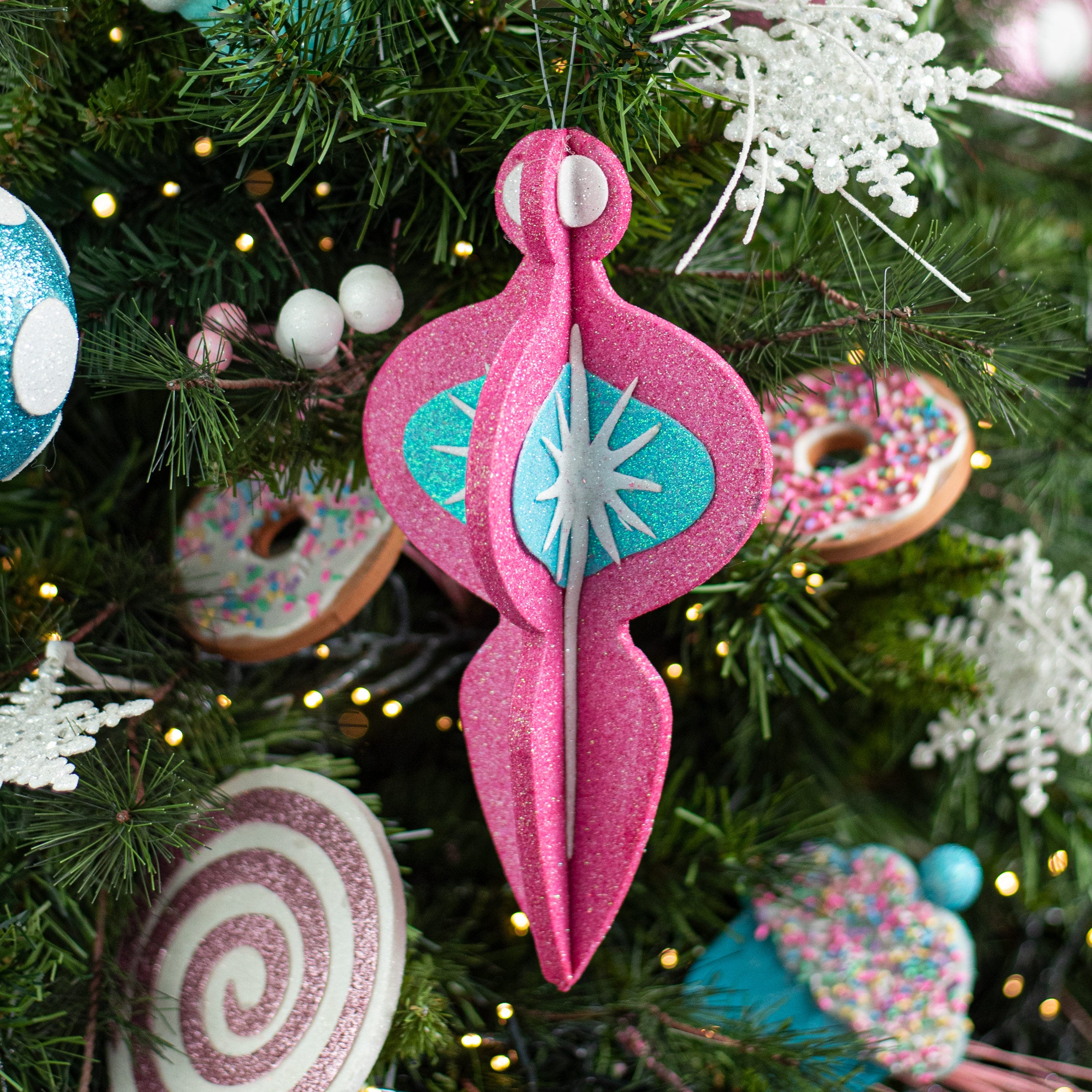 10" Whimsical Lantern Ornament: Fuchsia Lifestyle Photo