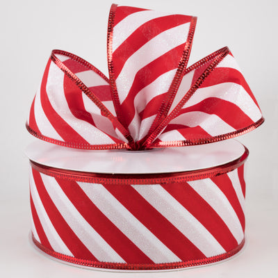 2.5" White Glitter Candy Cane Stripe Ribbon (50 Yards) Lifestyle Photo