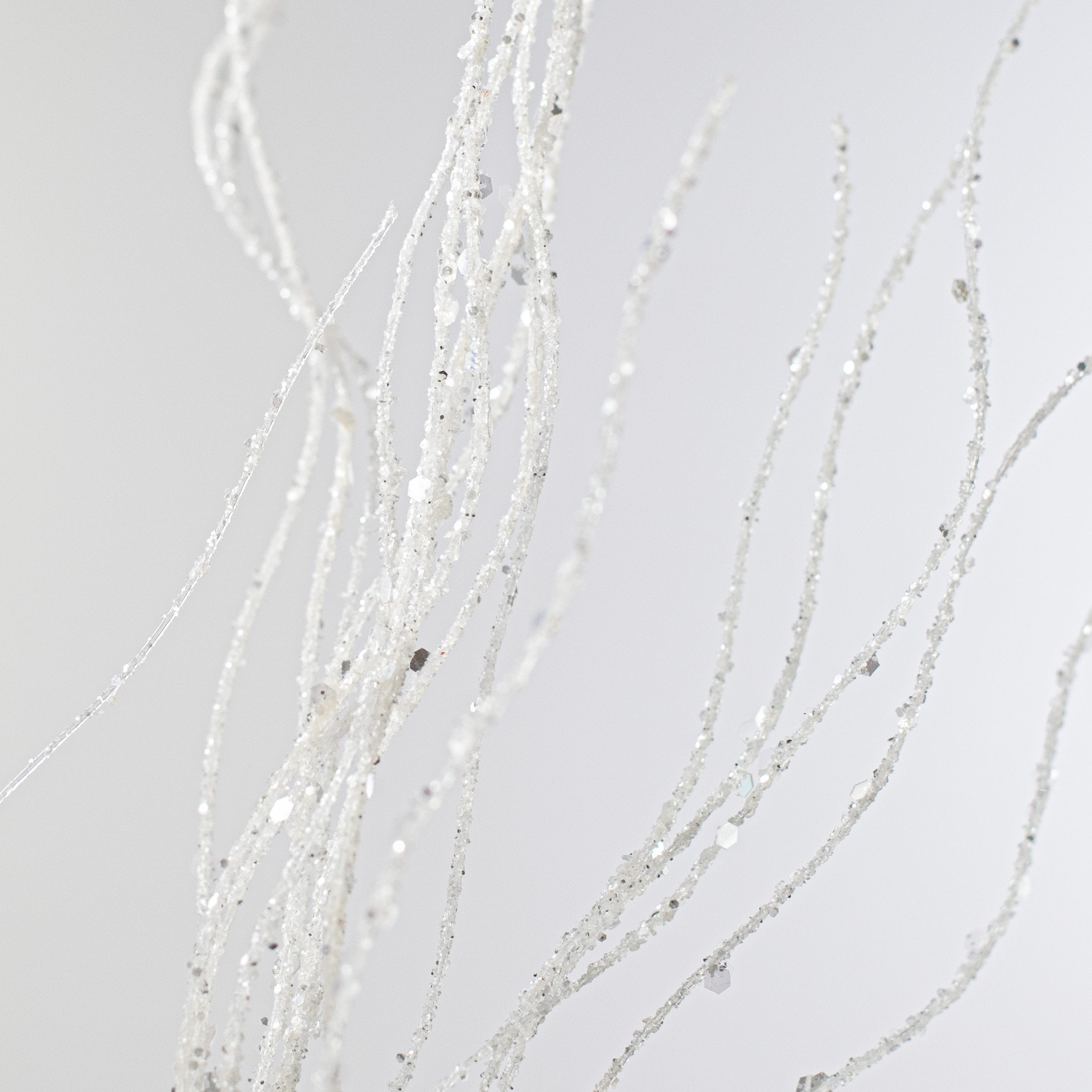 32" White Iridescent Glitter Curly Twig Spray Lifestyle Photo