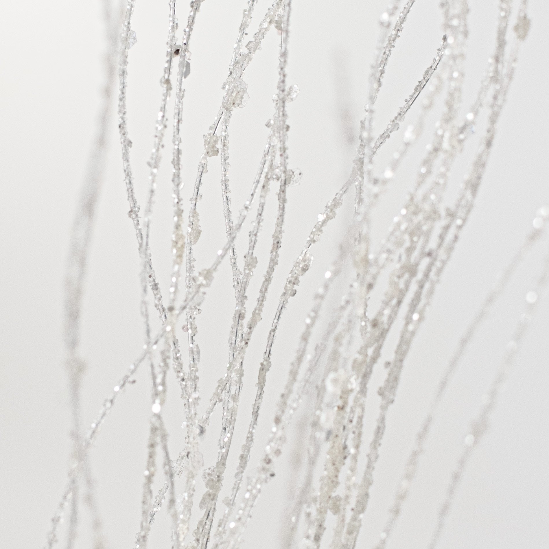 32" White Iridescent Glitter Curly Twig Spray detail photo 4