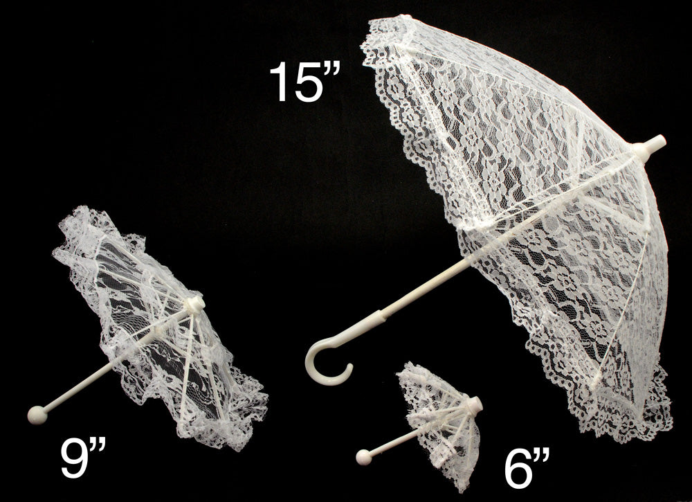 9" White Lace Parasol detail photo 3