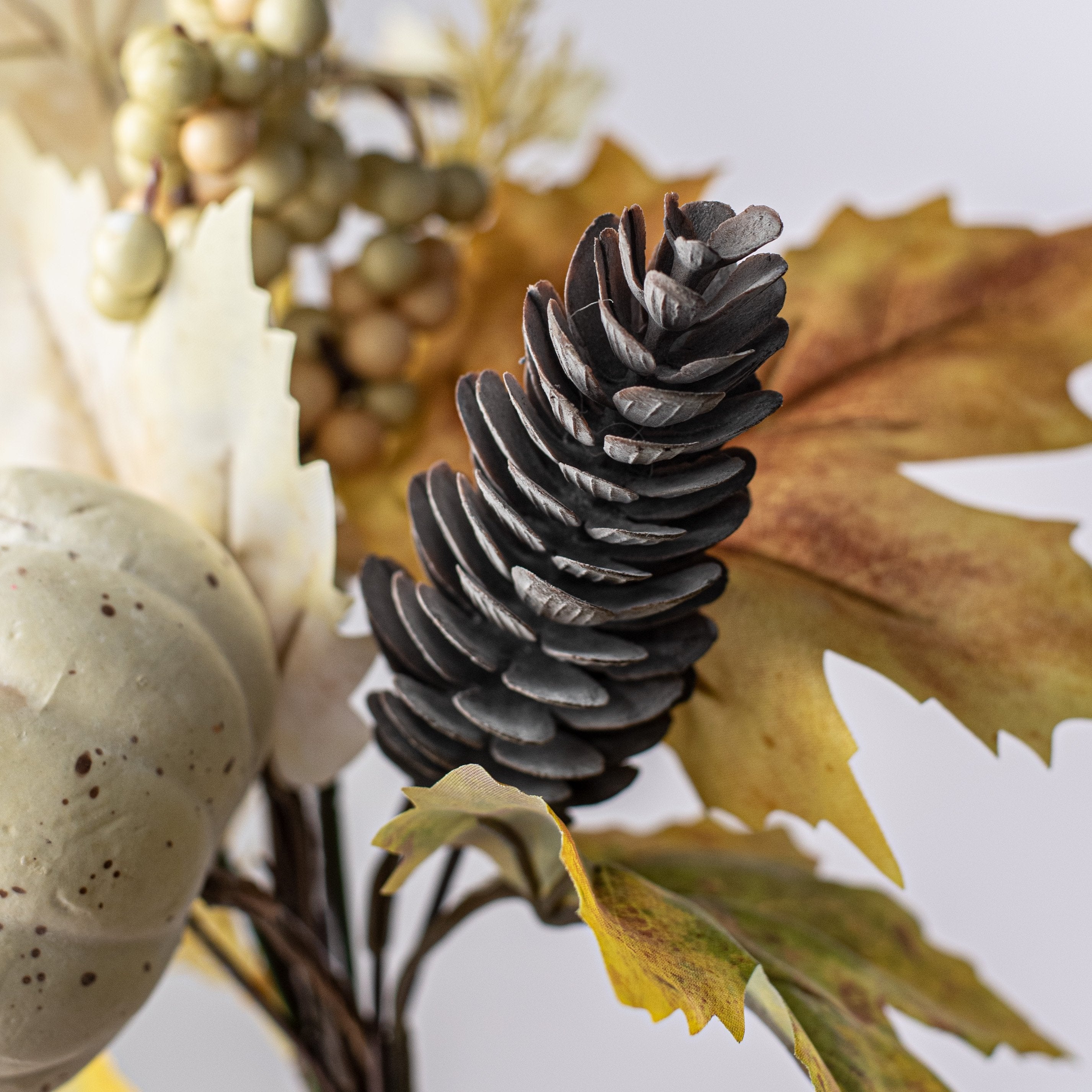 15" White Pumpkin, Berries and Fall Leaves Pick detail photo 4