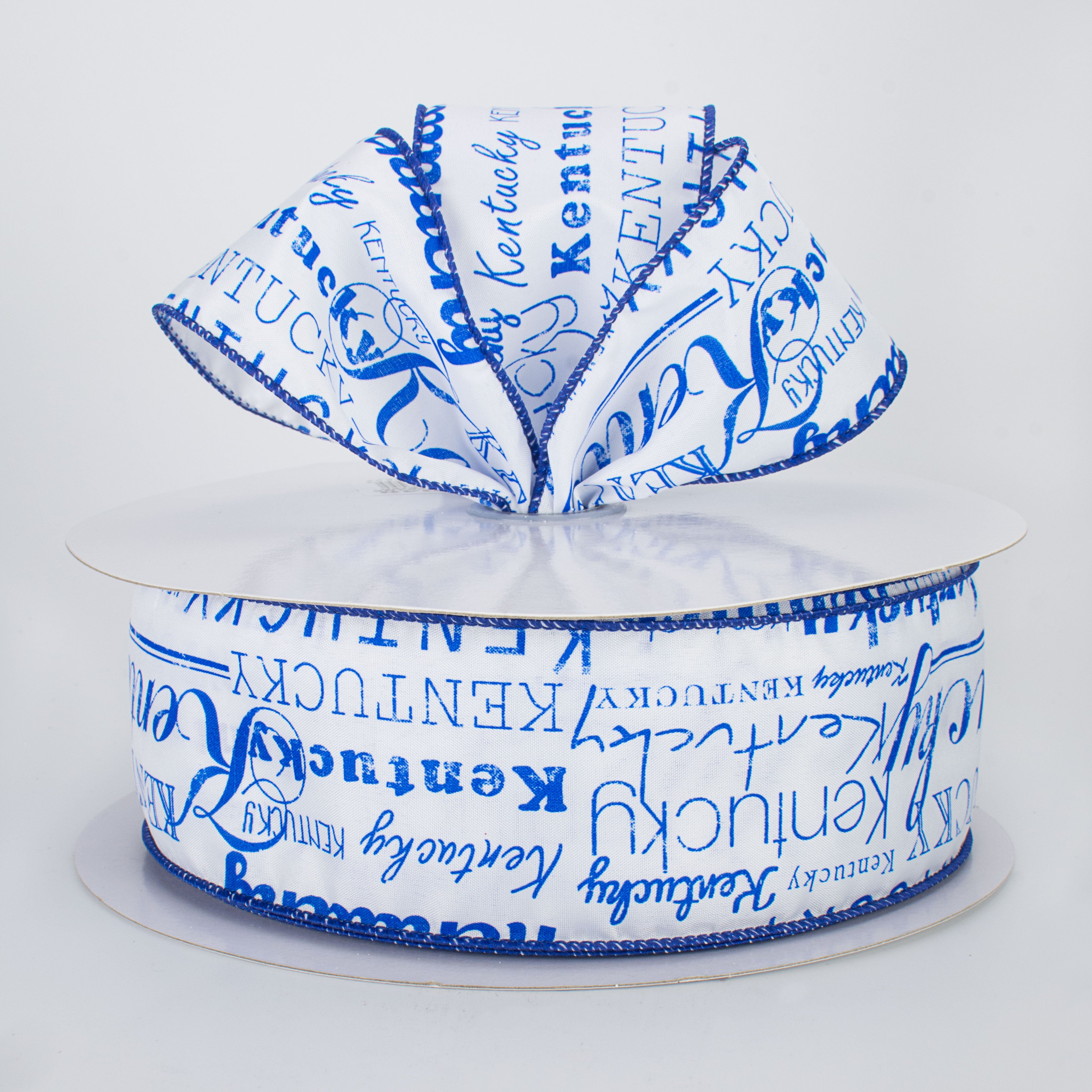 2.5" White Satin Kentucky Print Ribbon (50 Yards) Lifestyle Photo