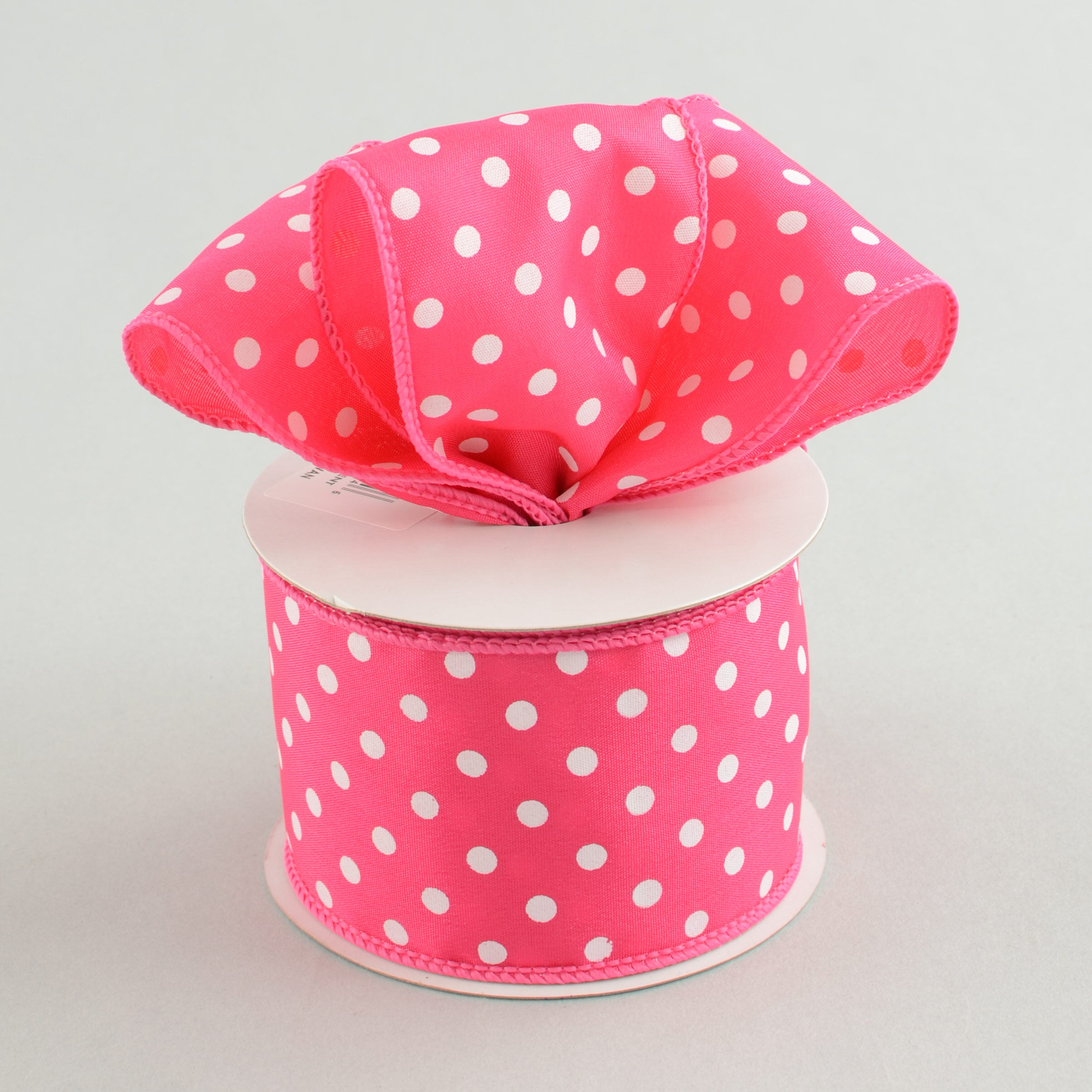 2.5" White Small Polka Dot Ribbon: Hot Pink (10 Yards) Lifestyle Photo