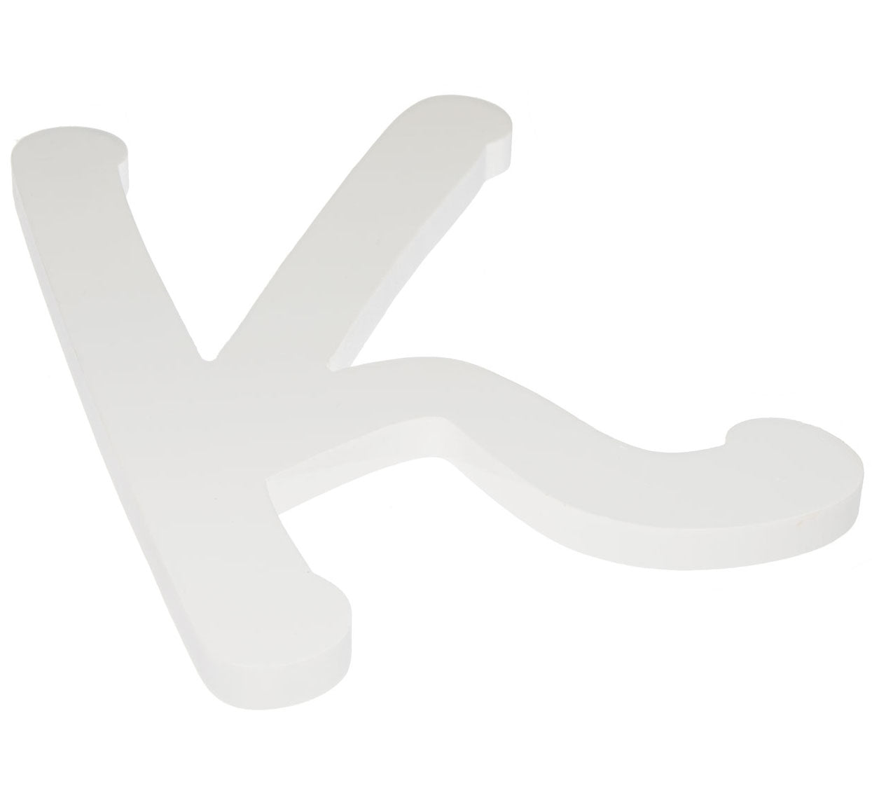 9" White Wood Script Letter: K Lifestyle Photo