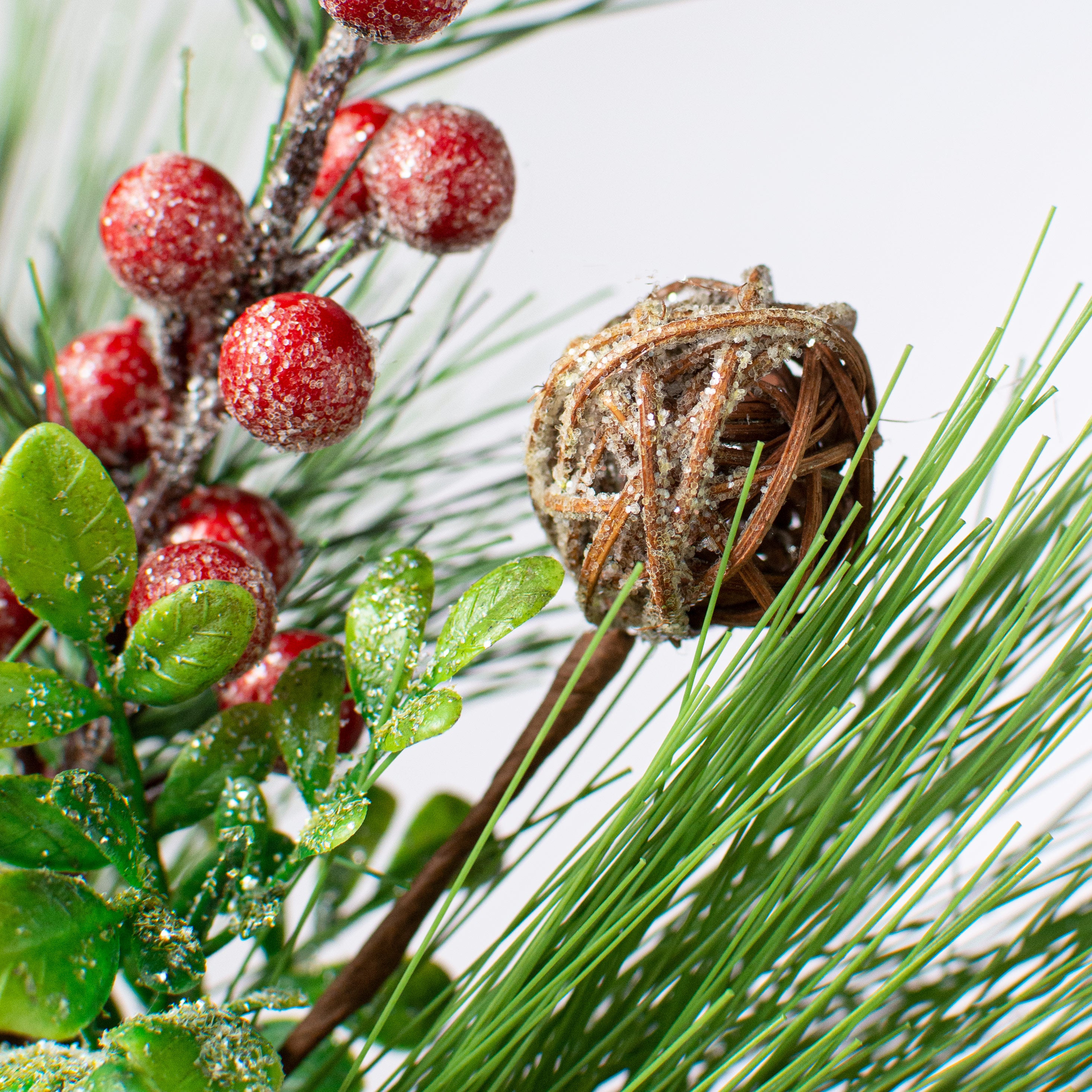 16" Wicker Ball, Berry, Eucalyptus, Pine Pick Lifestyle Photo