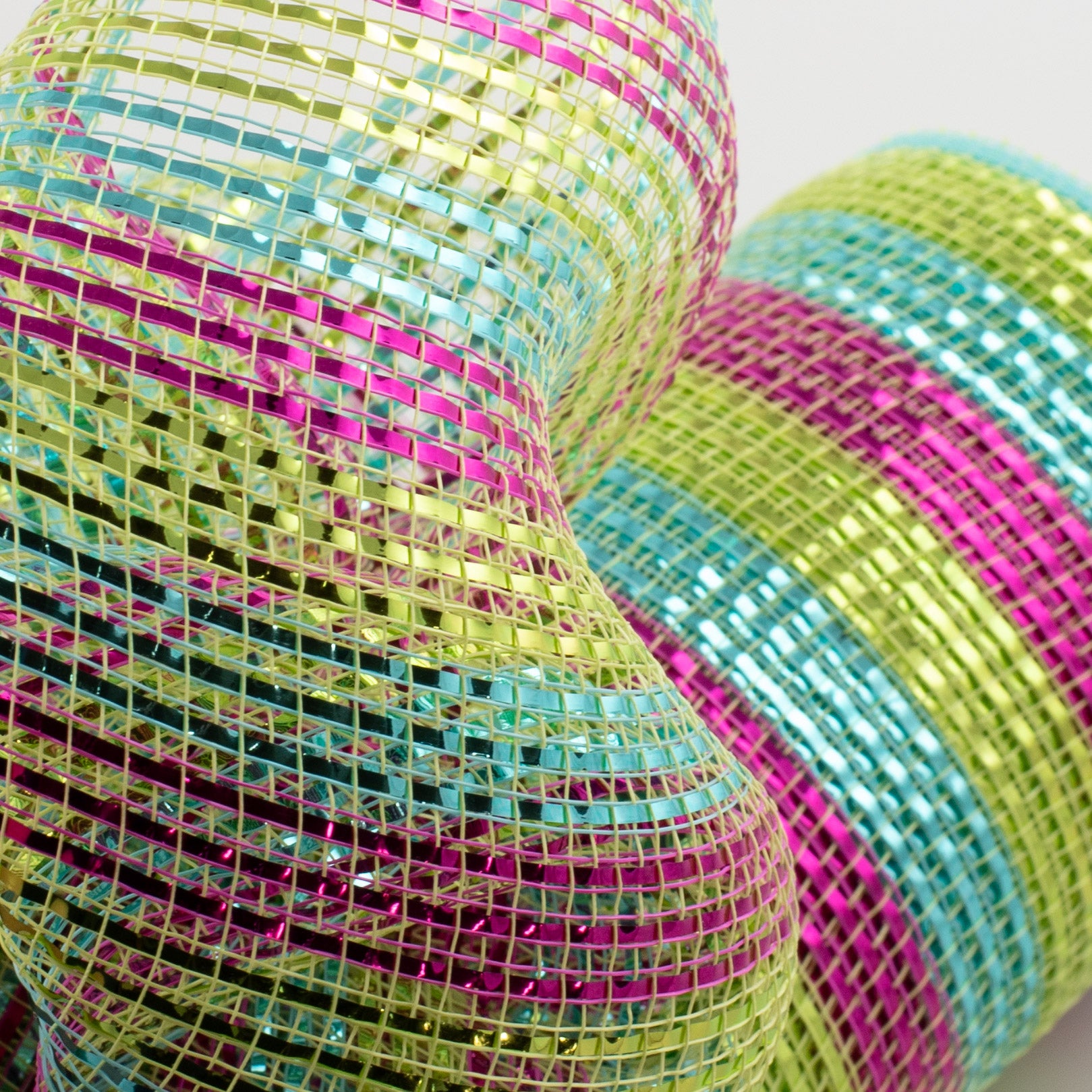 10" Wide Foil Stripes Poly Deco Mesh: Lime, Hot Pink, Turquoise (10 Yards) Lifestyle Photo