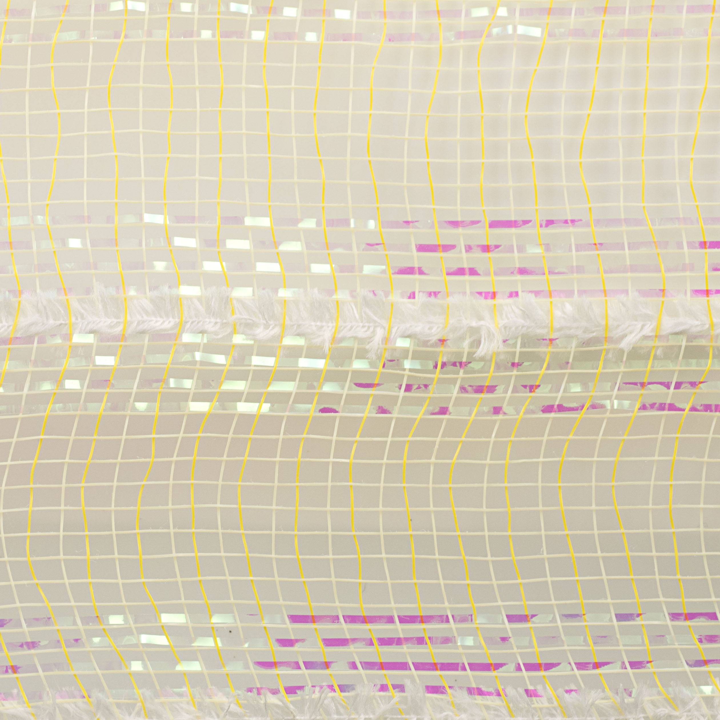 10" Wide Iridescent Fuzzy Stripe Mesh: Yellow detail photo 3