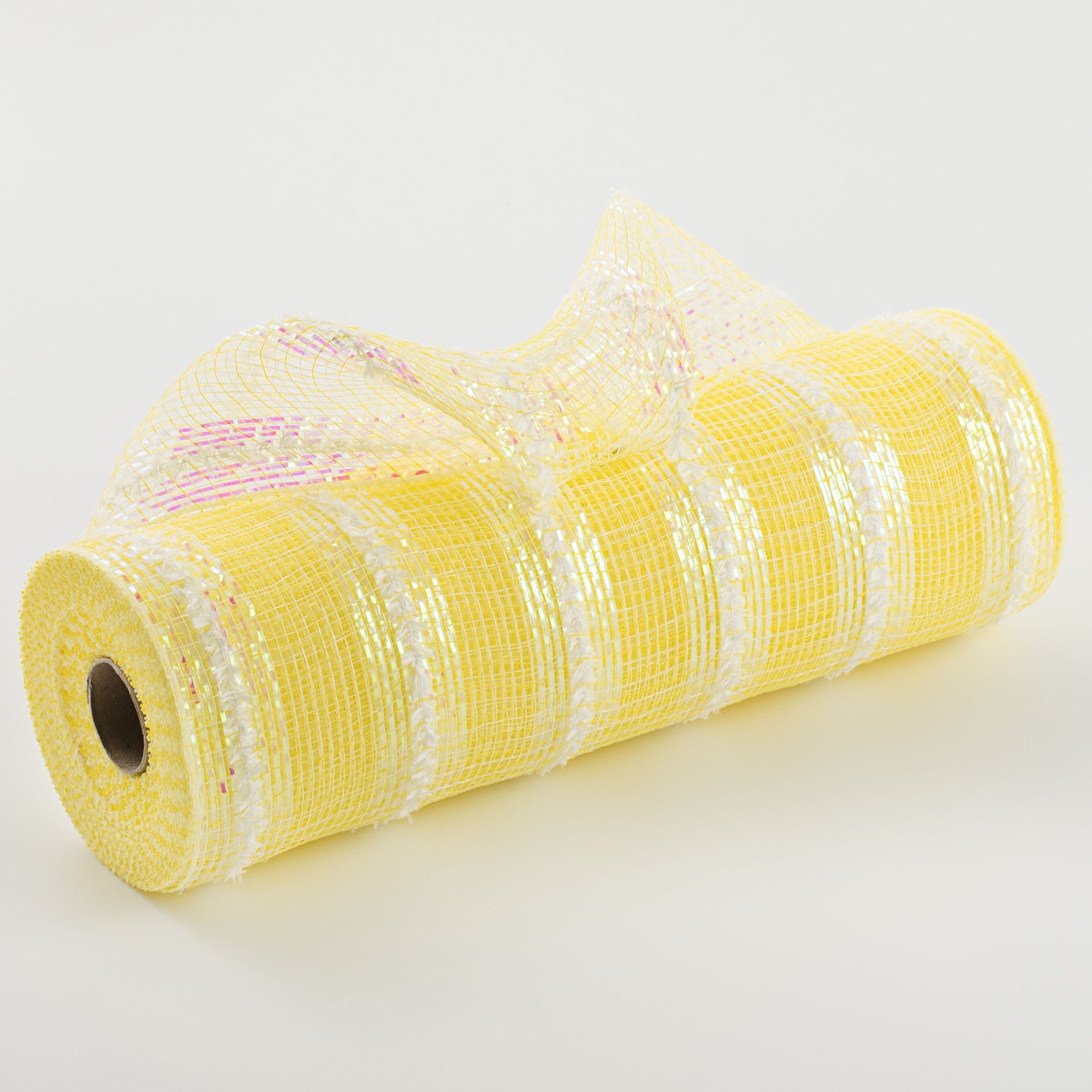 10" Wide Iridescent Fuzzy Stripe Mesh: Yellow Item Number: XB107310-22