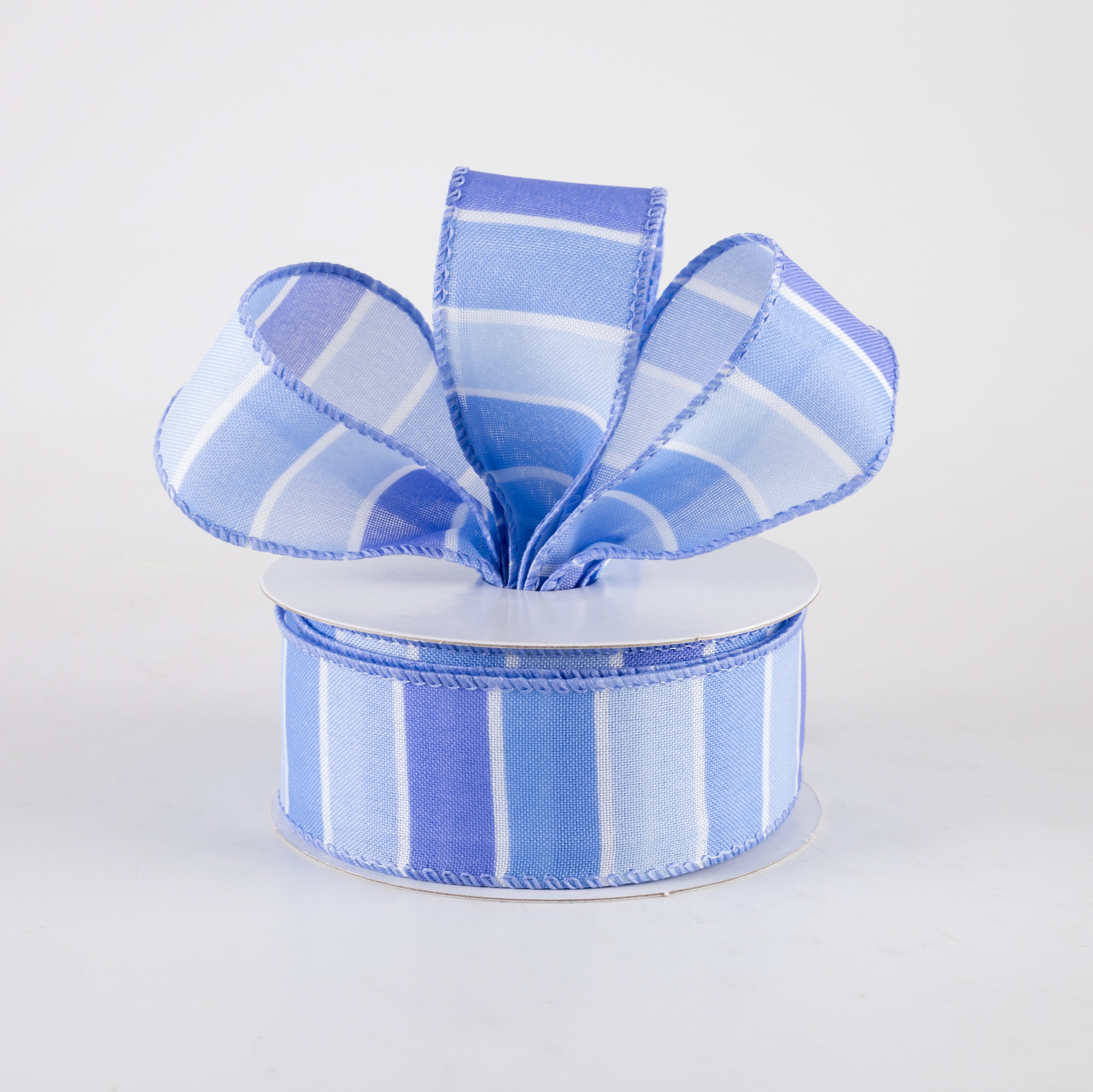 1.5" Wide Stripes Ribbon: Lavender, Periwinkle, Blue (10 Yards) Lifestyle Photo