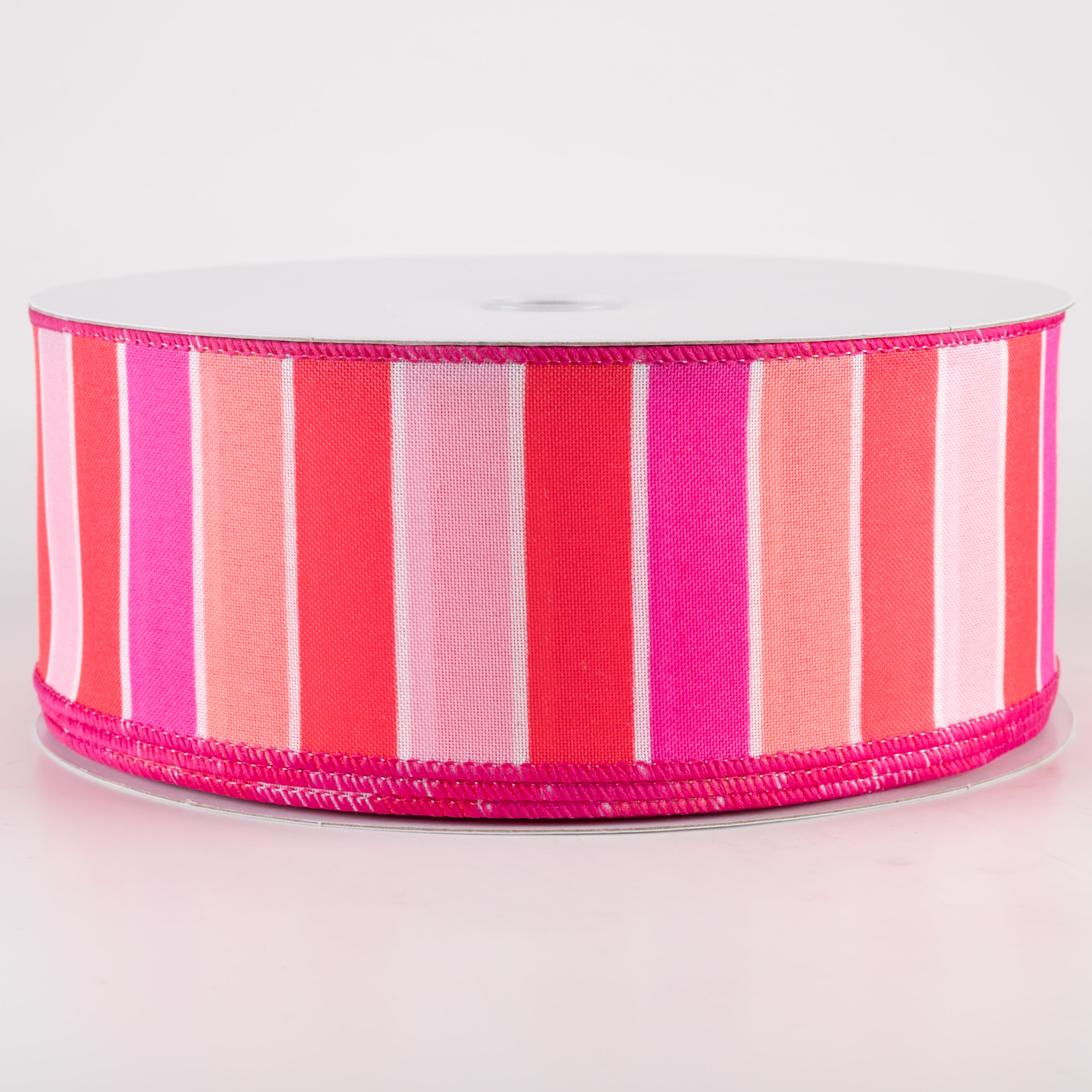 2.5" Wide Stripes Ribbon: Pink, Coral, Melon (50 Yards)
