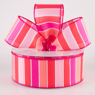 2.5" Wide Stripes Ribbon: Pink, Coral, Melon (50 Yards) Lifestyle Photo