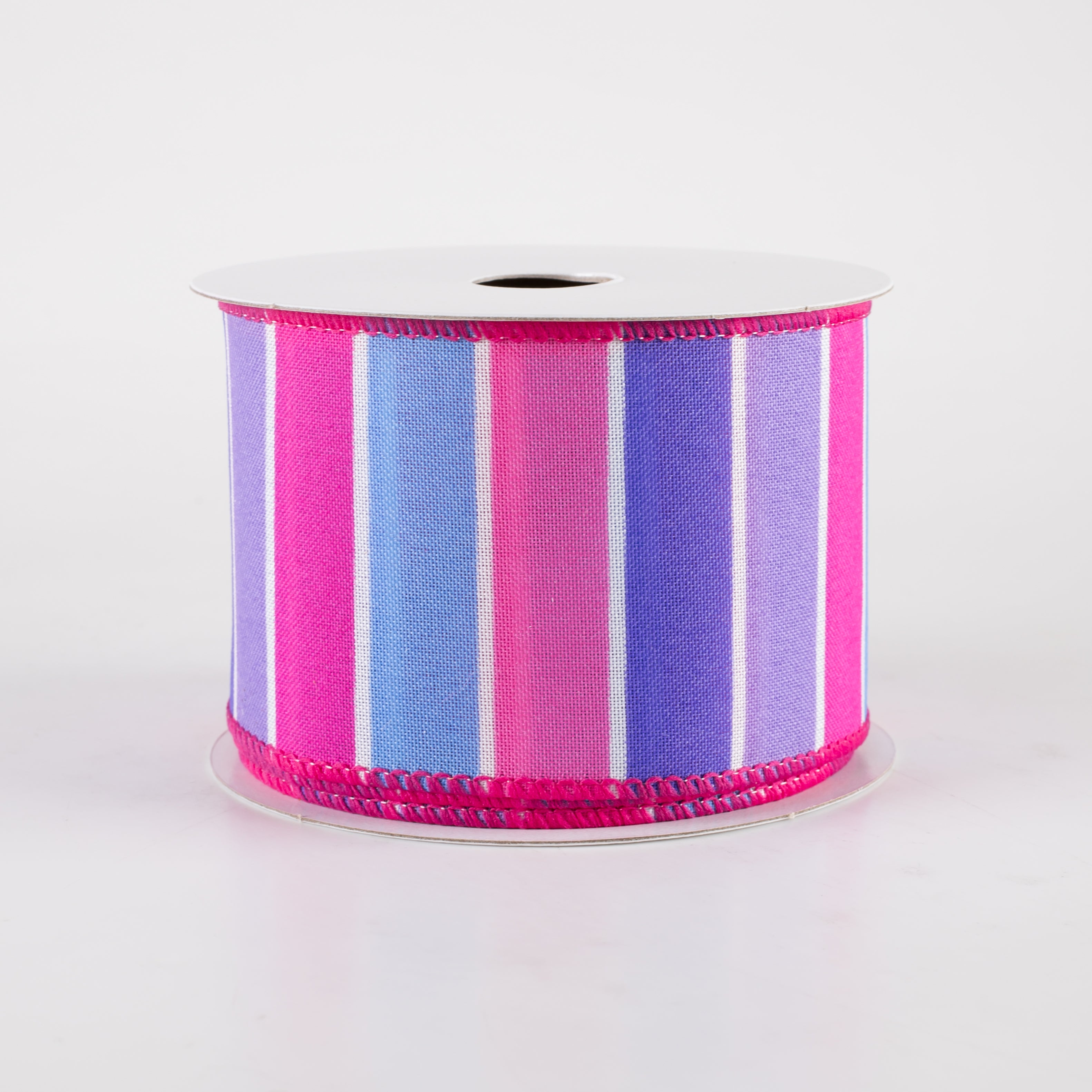 2.5" Wide Stripes Ribbon: Purple, Fuchsia Pink, Blue (10 Yards) Item Number: 42417-40-11