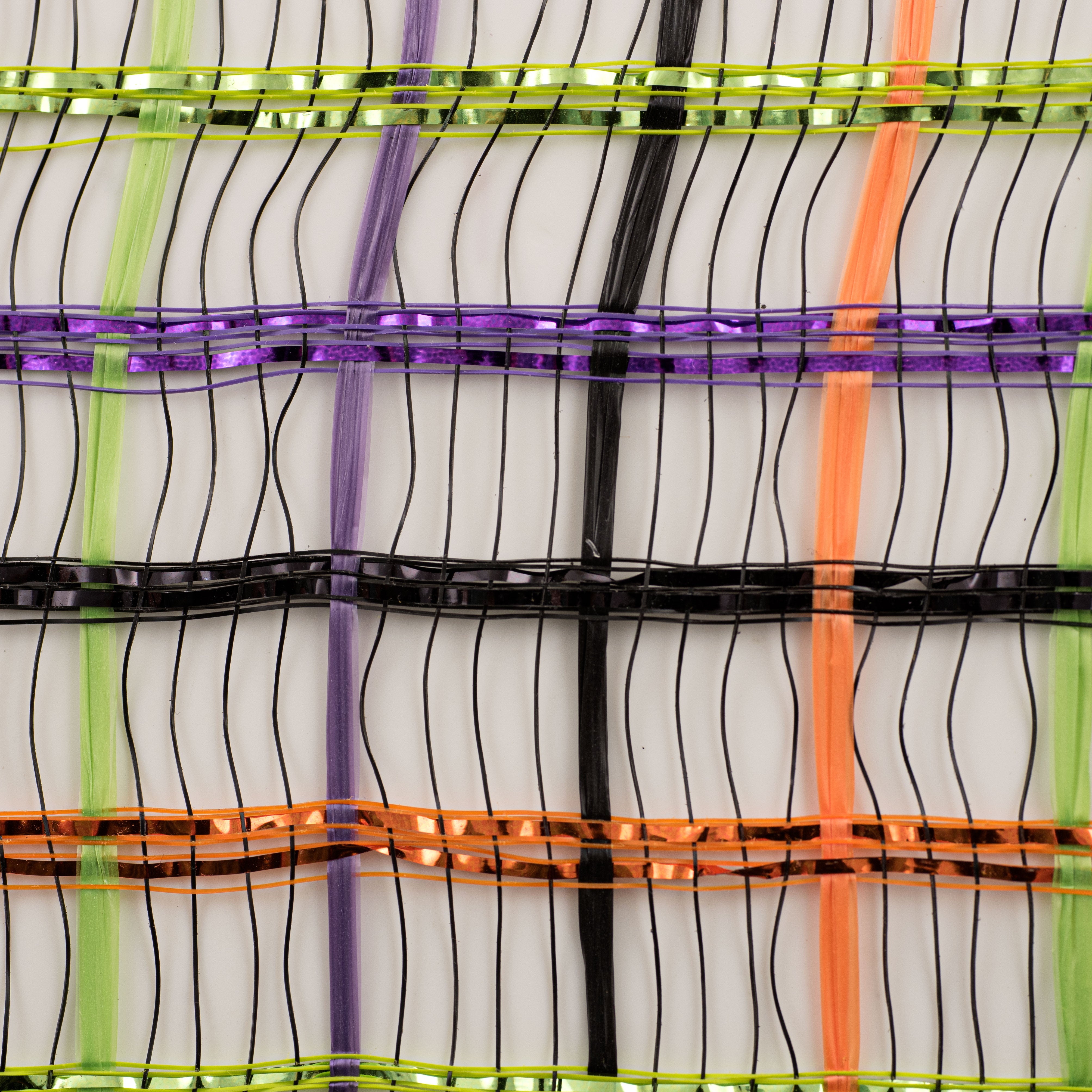 10" Wide Weave Metallic Mesh: Black, Orange, Purple, Lime detail photo 3