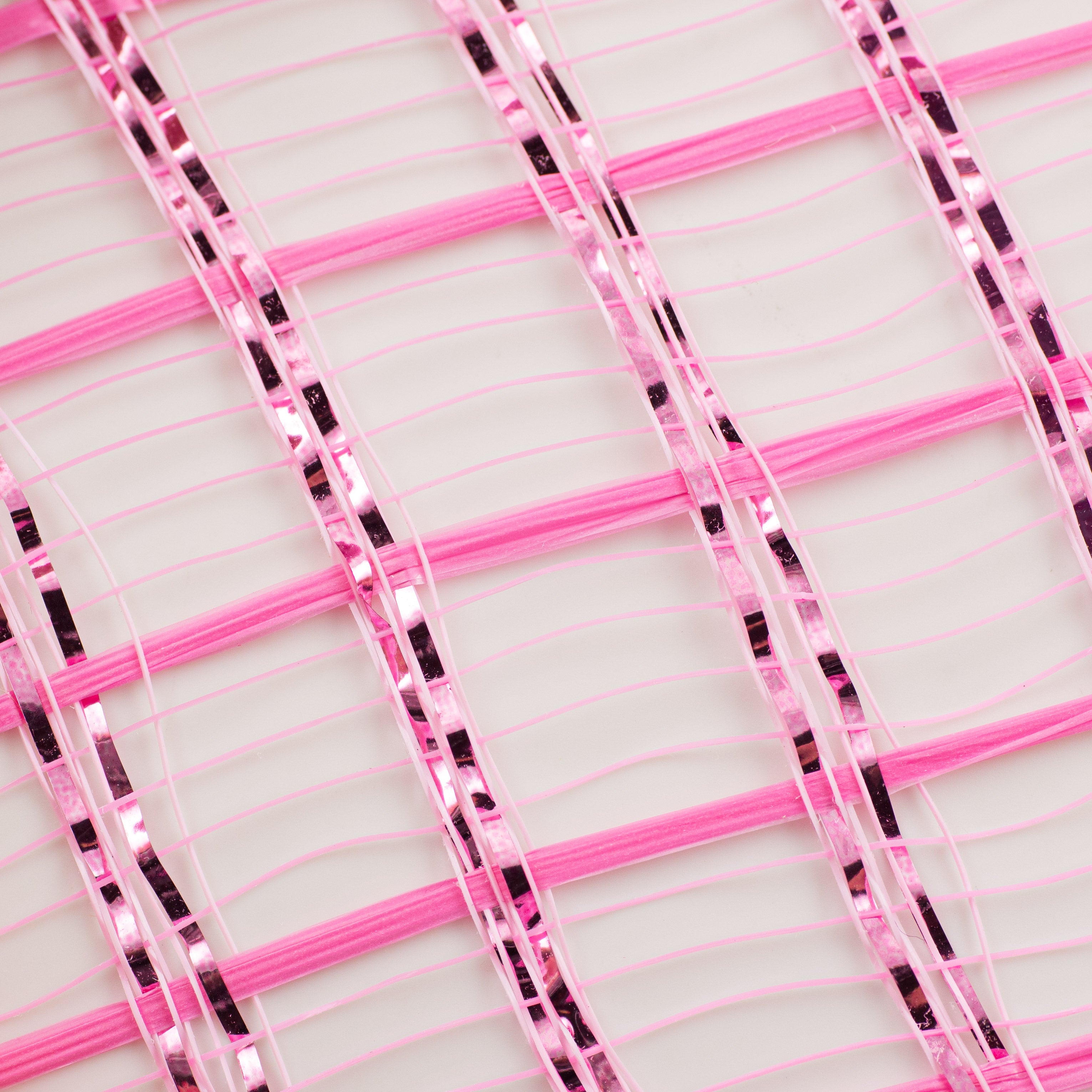 21" Wide Weave Metallic Mesh: Hot Pink Check detail photo 3