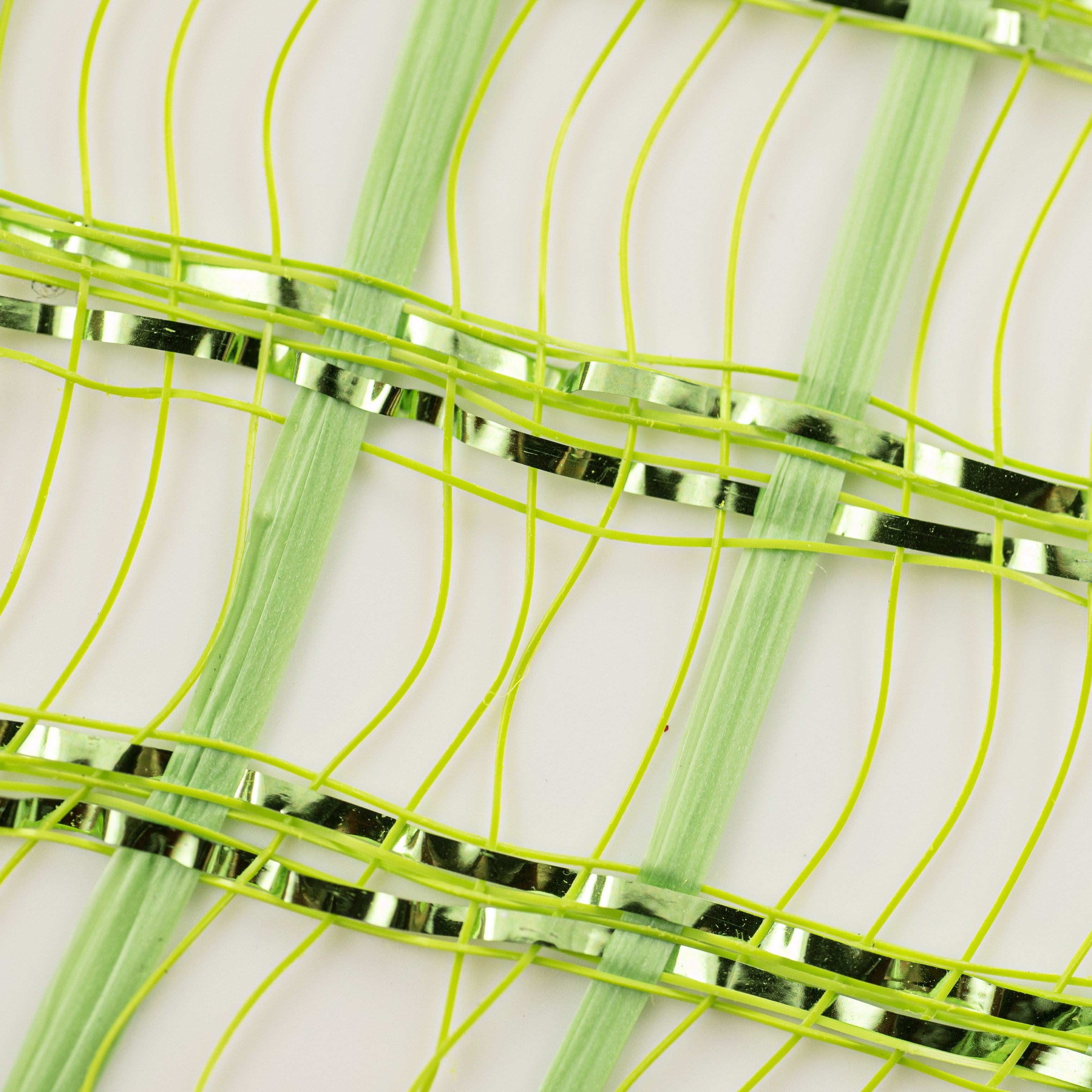 10" Wide Weave Metallic Mesh: Lime Green Check detail photo 3