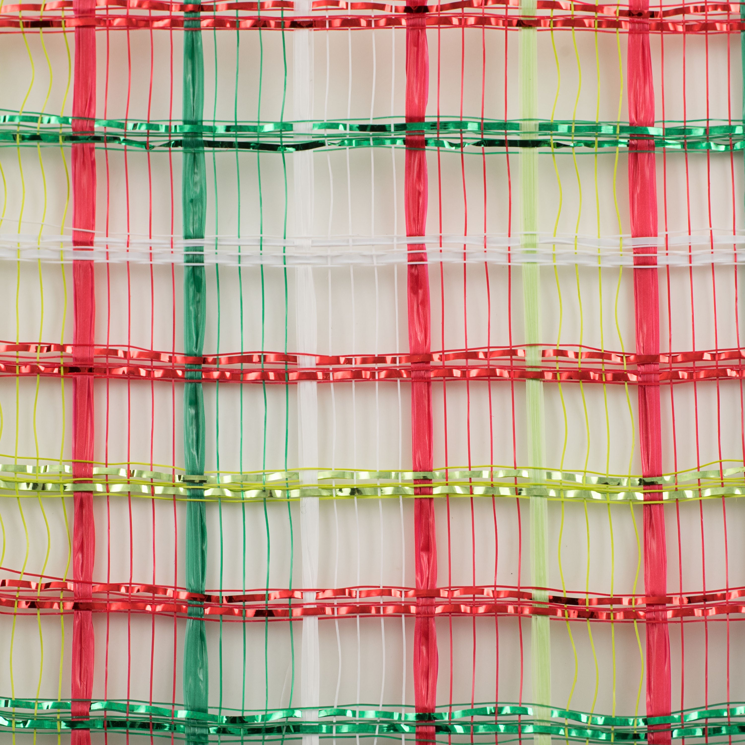 10" Wide Weave Metallic Mesh: Red, Green, White detail photo 3