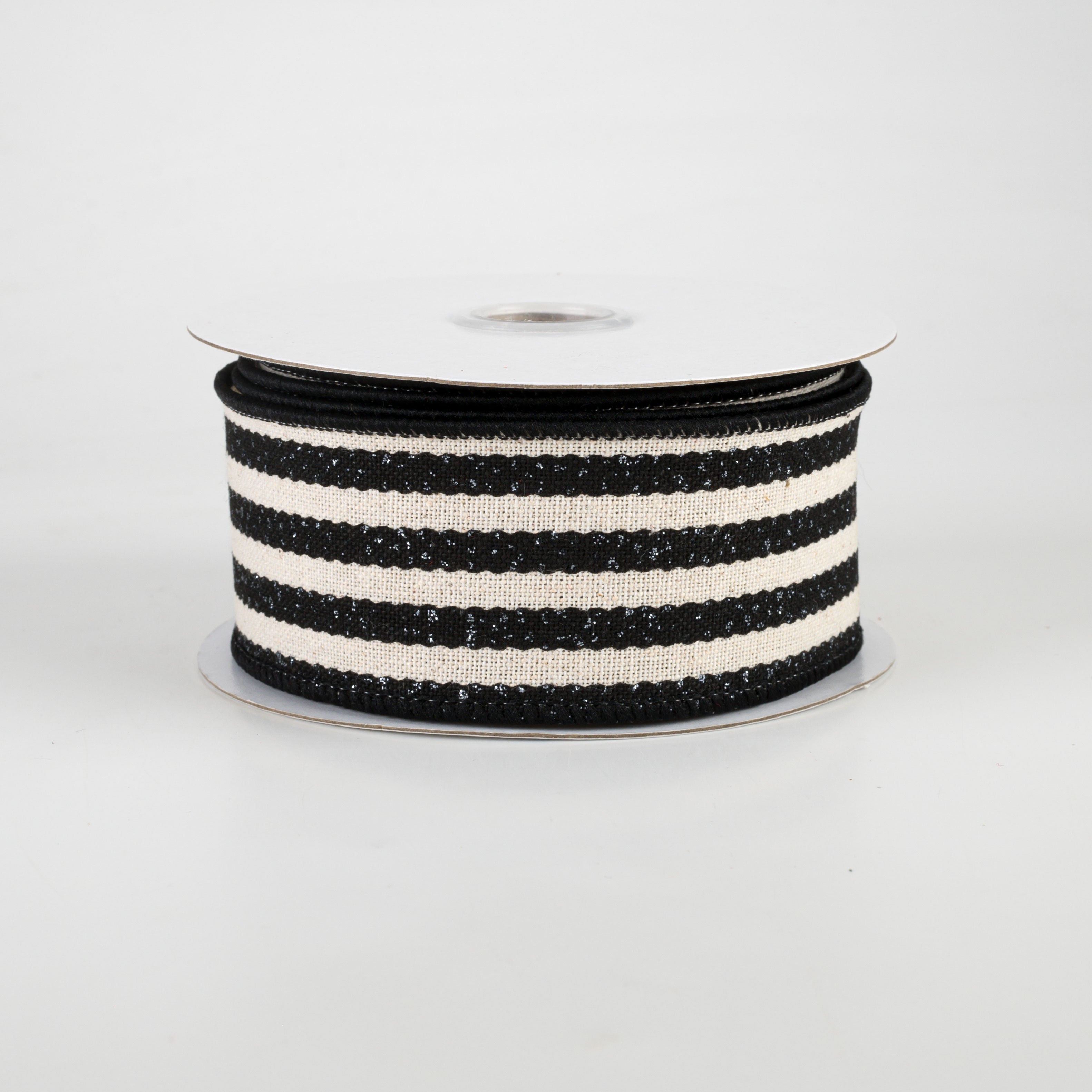 1.5" Wiggly Stripes Canvas Ribbon: Black & Ivory (10 Yards) Item Number: 78002-09-21