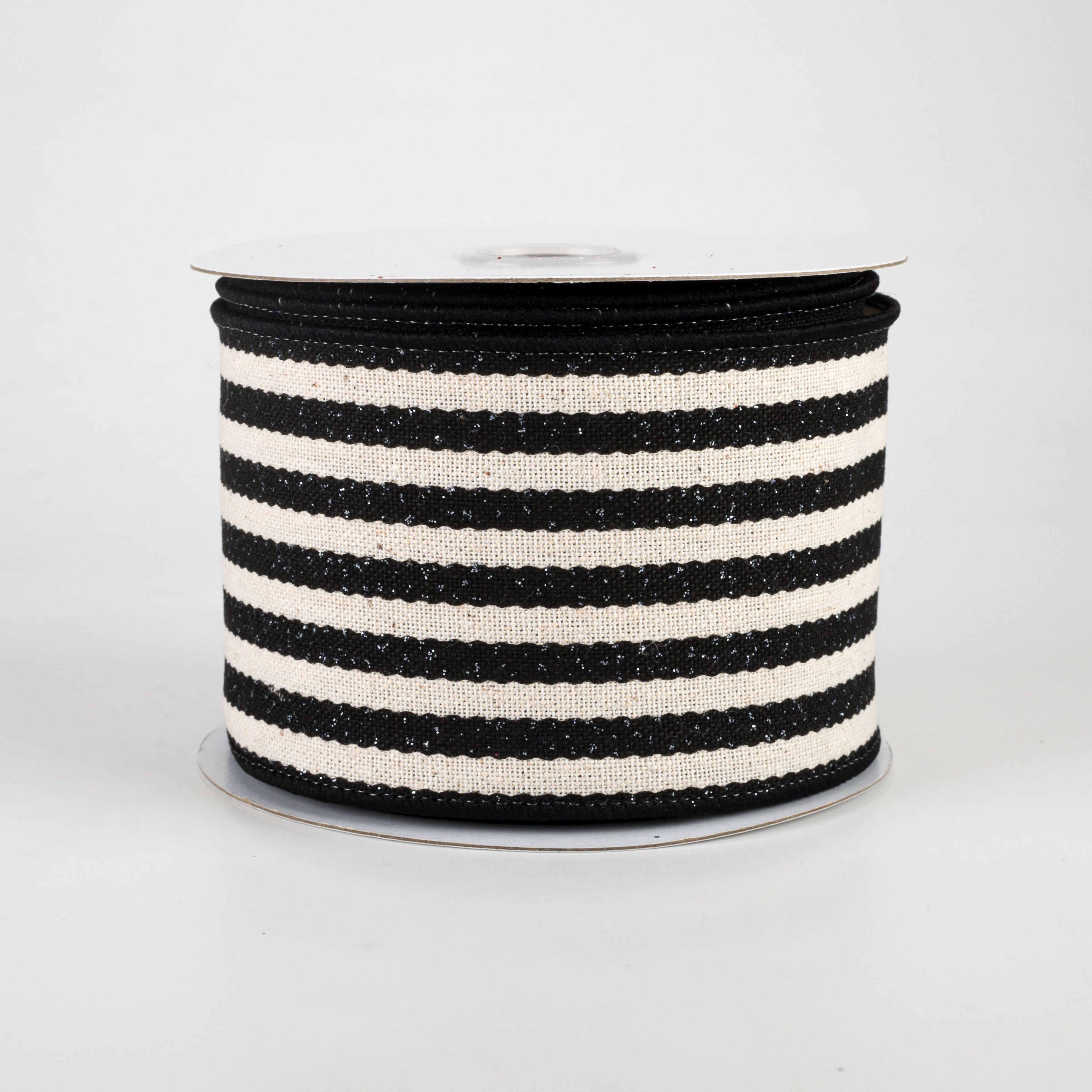 2.5" Wiggly Stripes Canvas Ribbon: Black & Ivory (10 Yards)