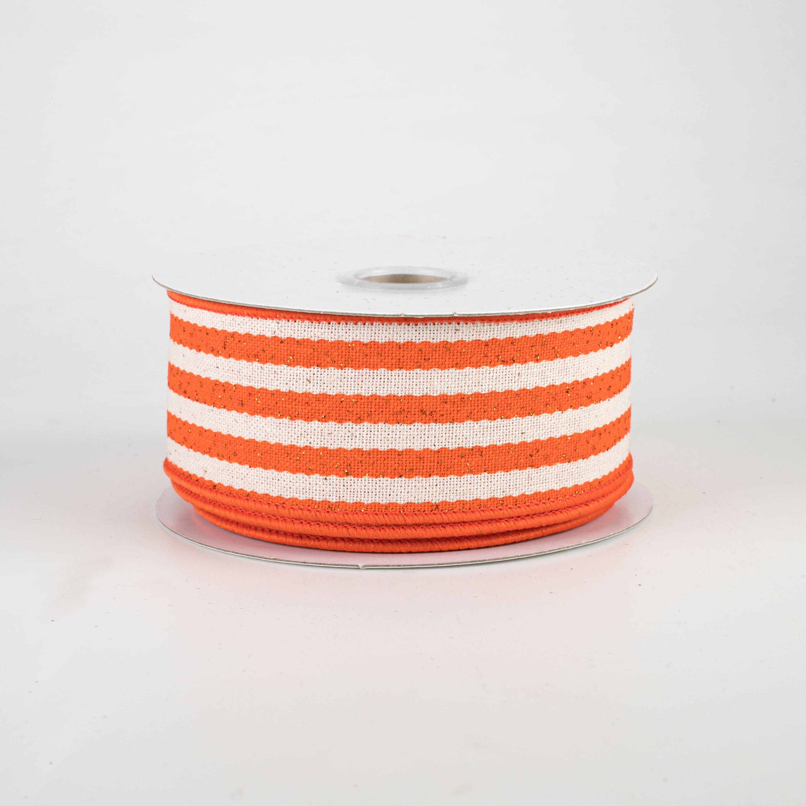 1.5" Wiggly Stripes Canvas Ribbon: Orange & Ivory (10 Yards) Item Number: 58002-09-01