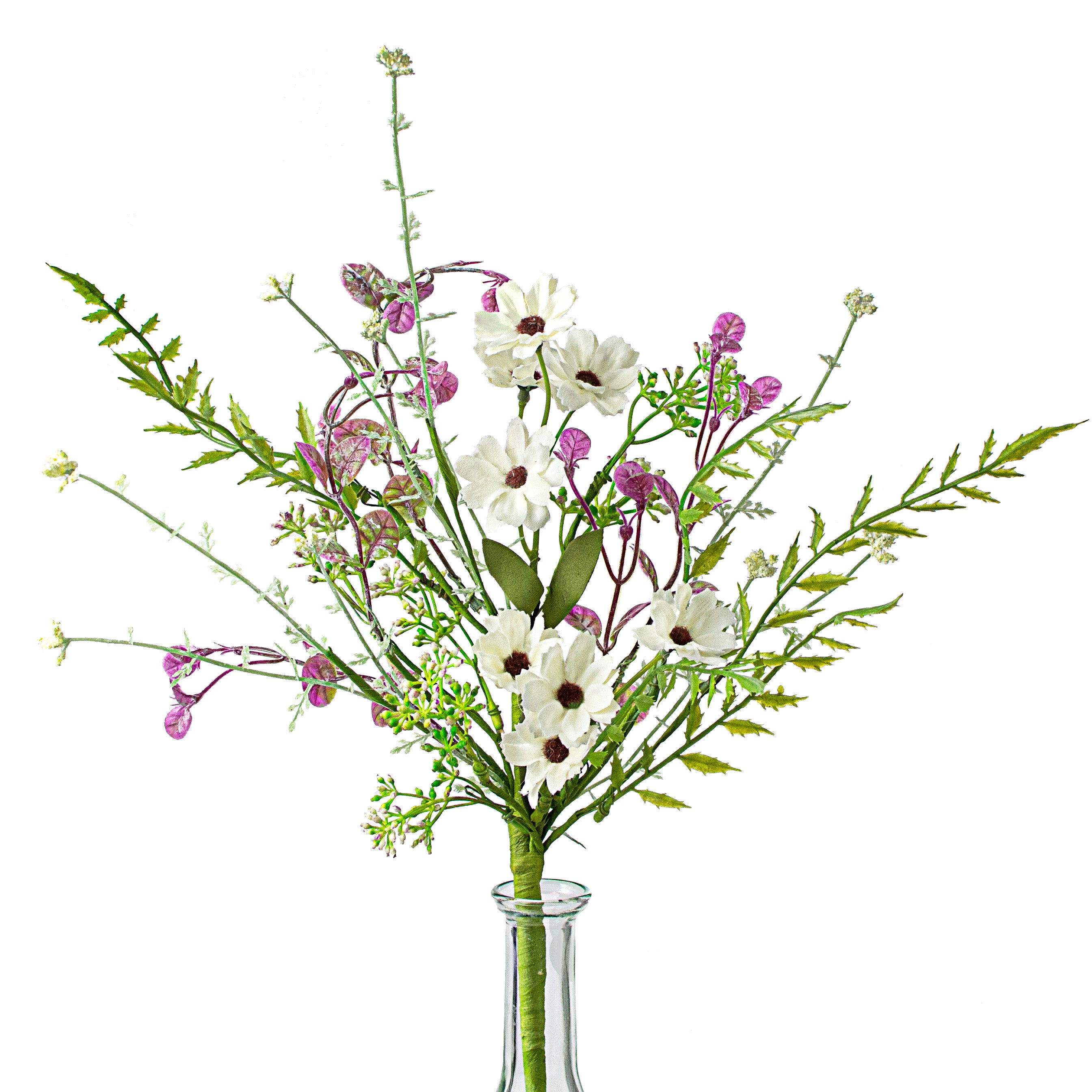 16" Wild Flower Leaves Filler Pick: White & Purple Item Number: 63055SP16