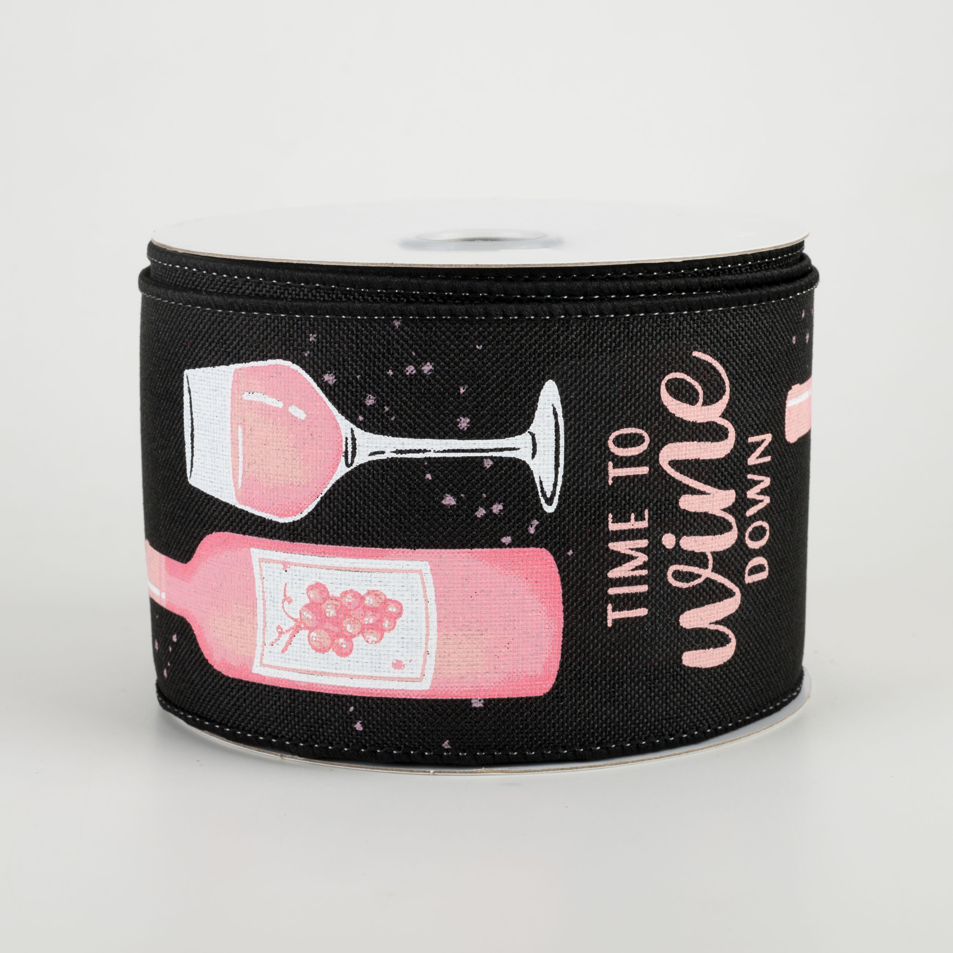 2.5" Wine Down Bottle Ribbon: Black & Blush (10 Yards)