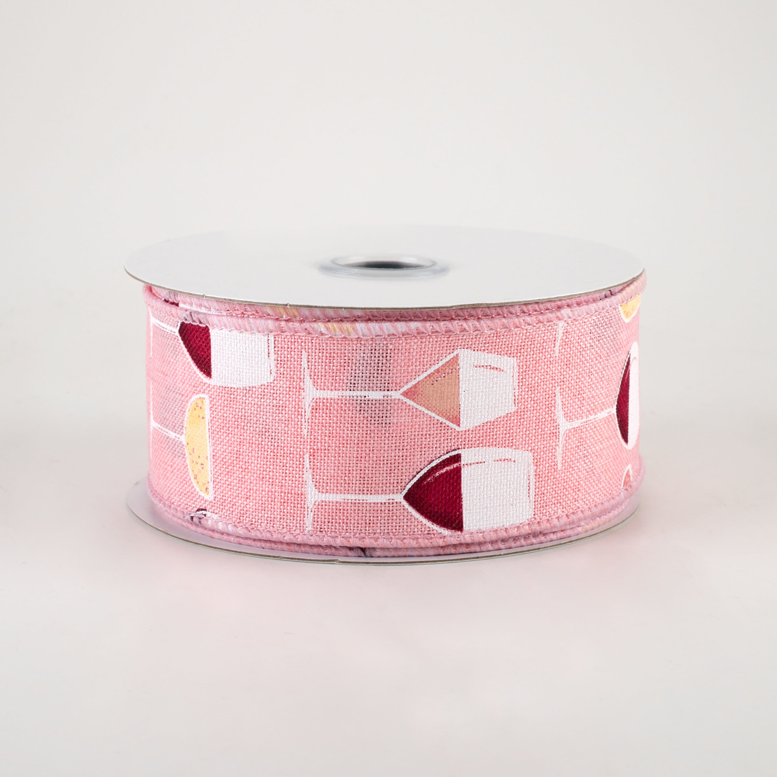 1.5" Wine Glasses Ribbon: Rosé (10 Yards)