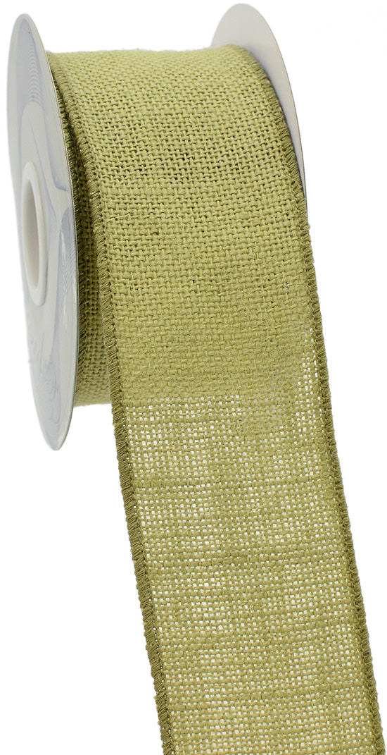 2.5" Wired Edge Burlap Ribbon: Light Green (10 Yards) detail photo 4